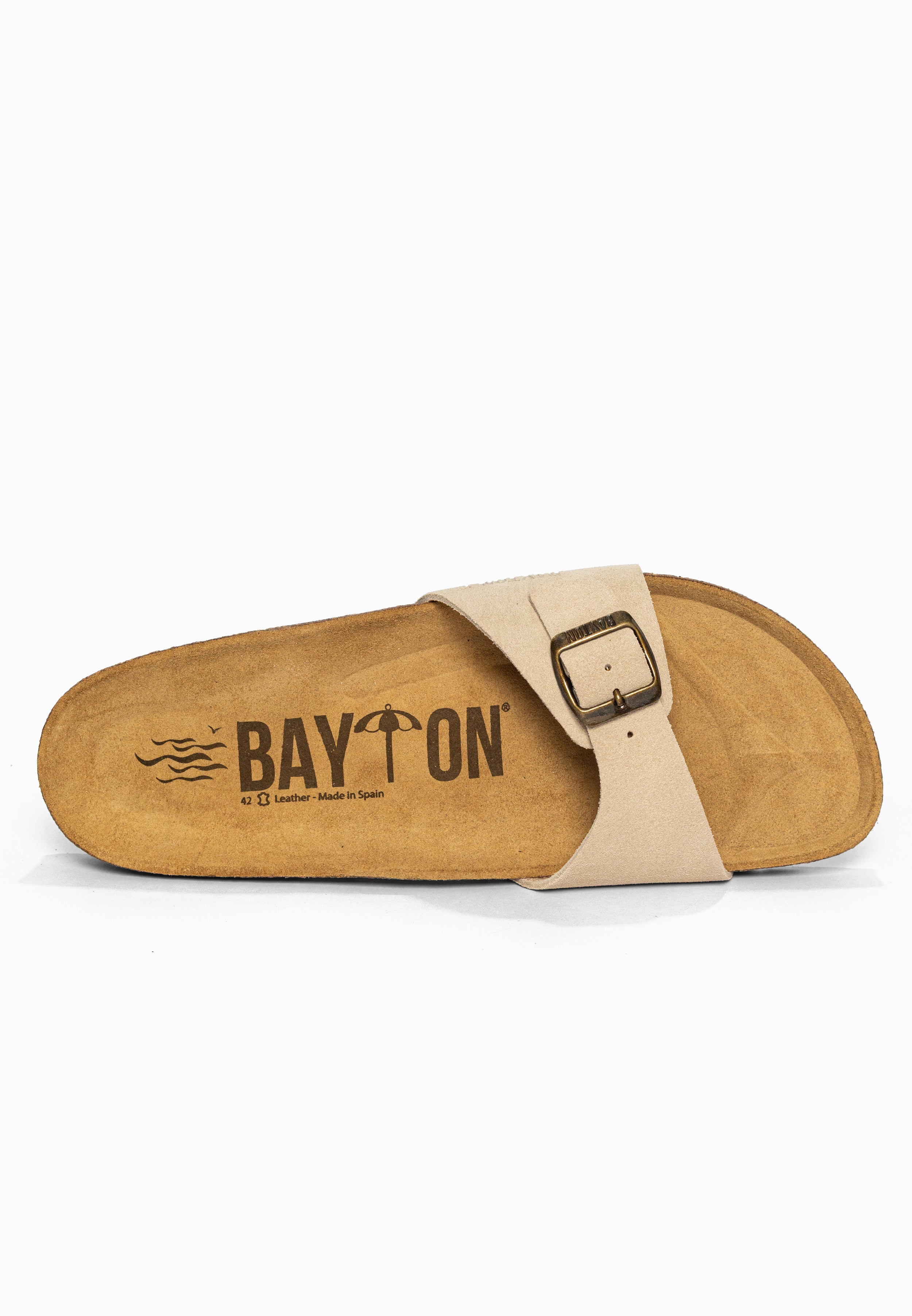 Sandales 1 Bride Zephyr Beige en Cuir Suédé Bayton pour Homme