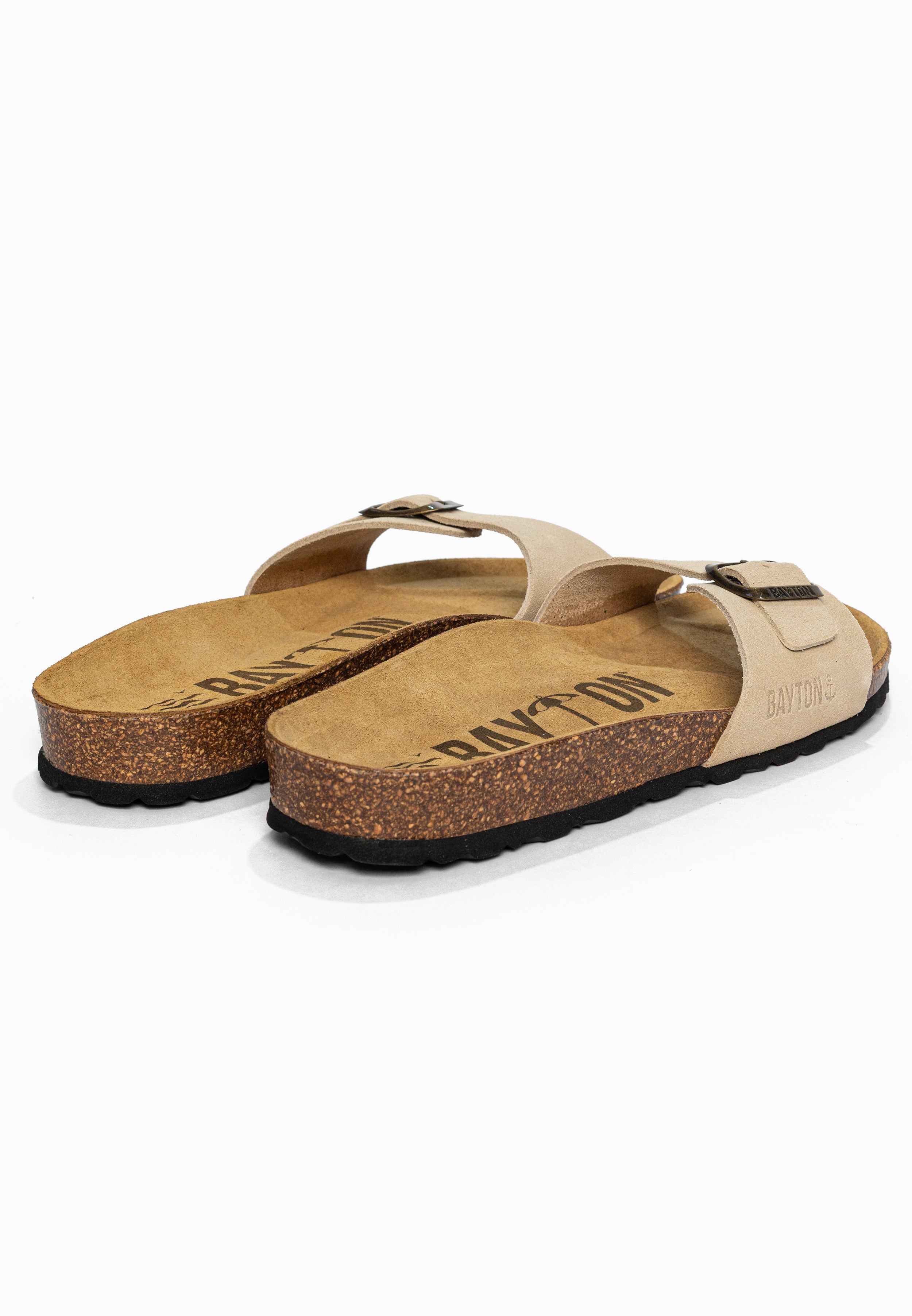 Sandales 1 Bride Zephyr Beige en Cuir Suédé Bayton pour Homme
