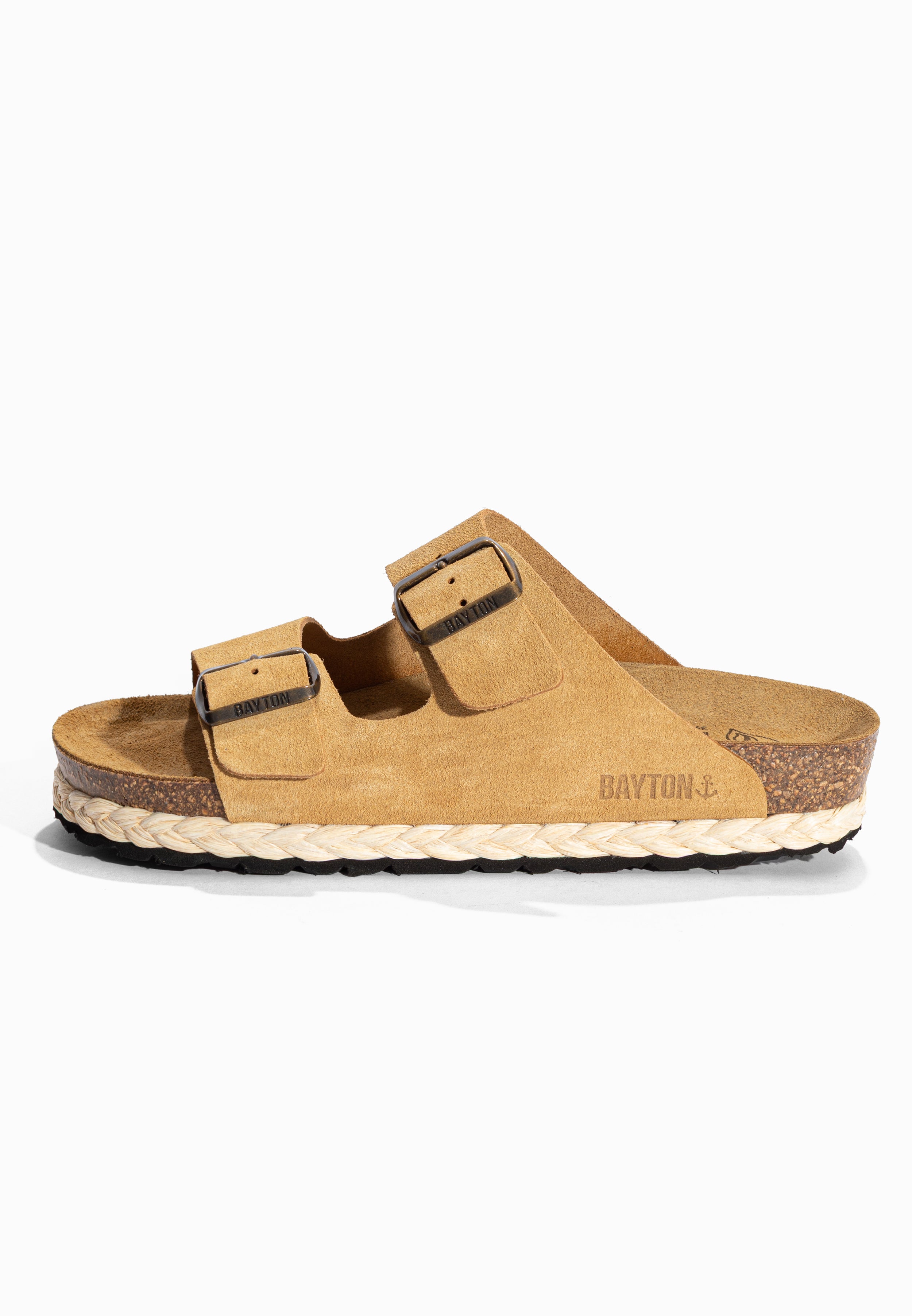 Sandales 2 Brides Benalla Camel en Cuir Suédé Bayton pour Femme