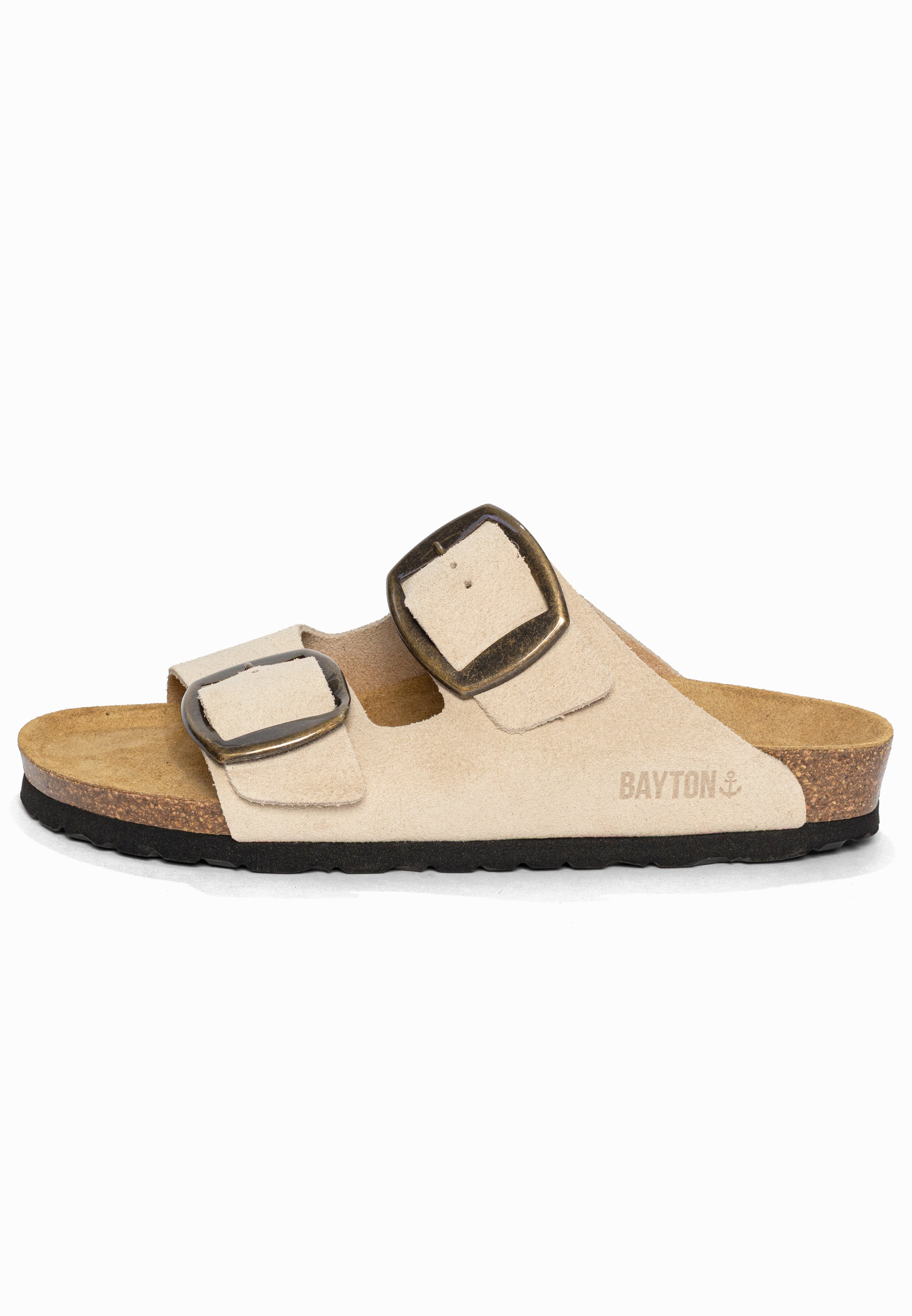 Sandales 2 Brides Alicante Beige en Cuir Suédé Bayton pour Femme
