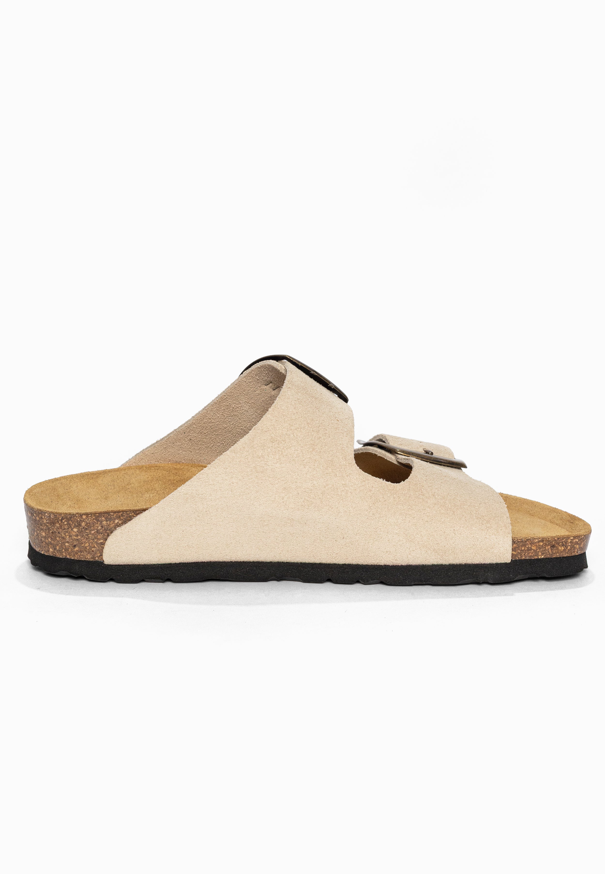 Sandales 2 Brides Alicante Beige en Cuir Suédé Bayton pour Femme