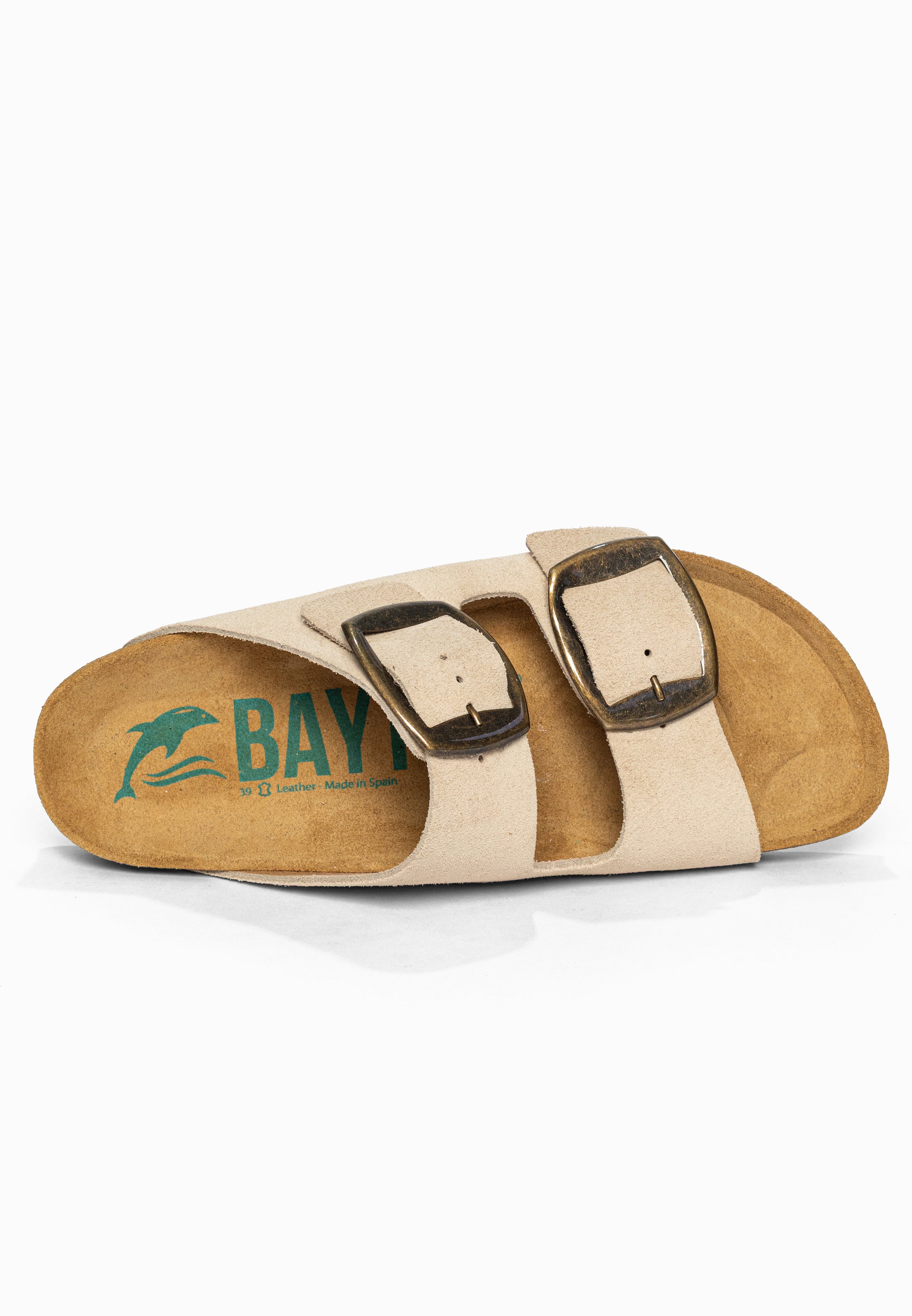 Sandales 2 Brides Alicante Beige en Cuir Suédé Bayton pour Femme