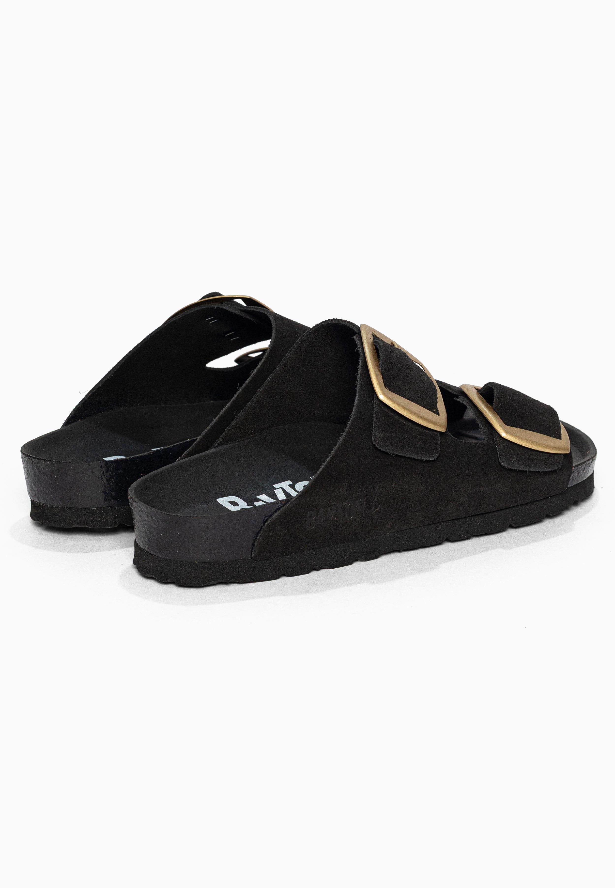 Sandales 2 Brides Alicante Noir en Cuir Suédé Bayton pour Femme