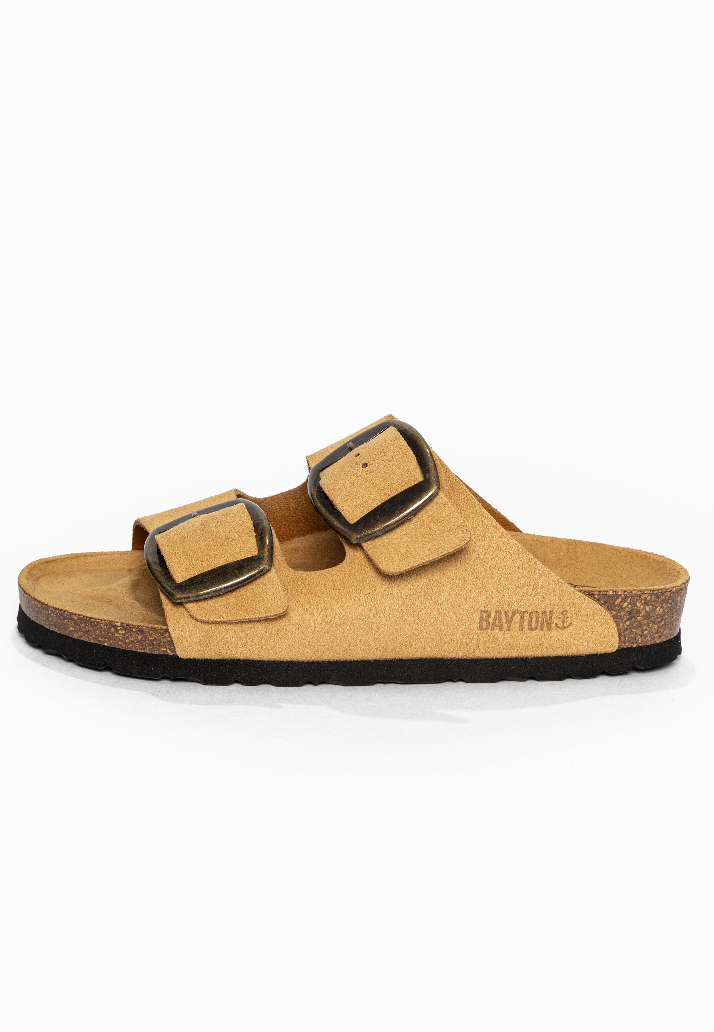 Sandales 2 Brides Alicante Camel en Cuir Suédé Bayton pour Femme