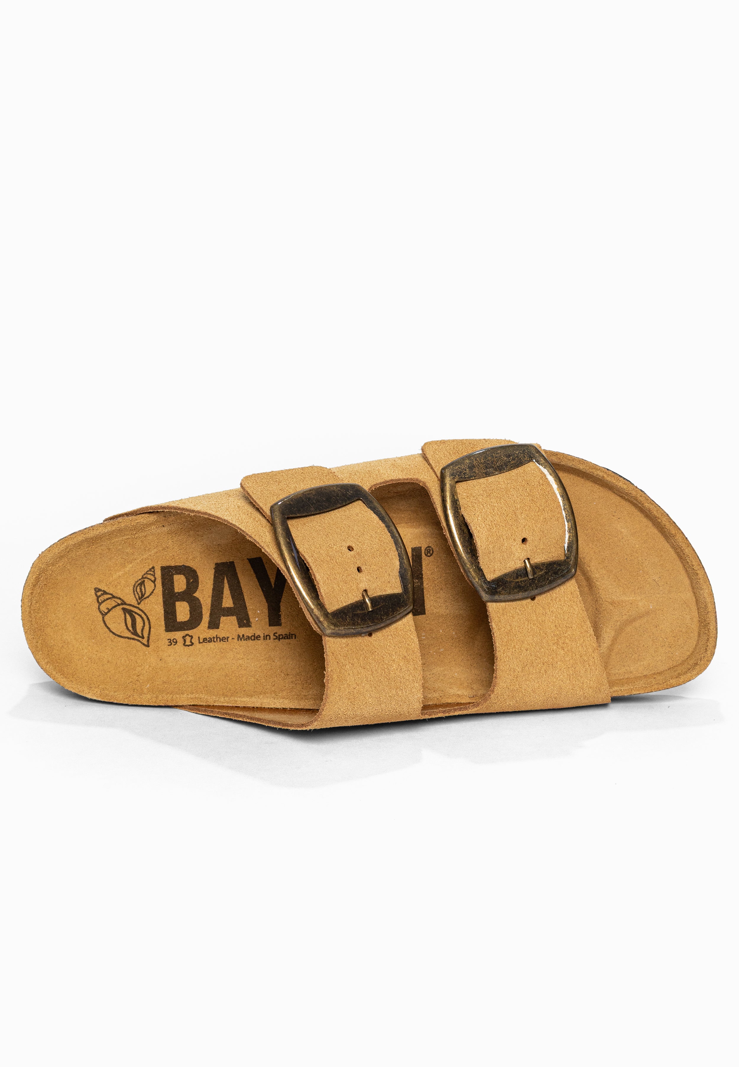 Sandales 2 Brides Alicante Camel en Cuir Suédé Bayton pour Femme
