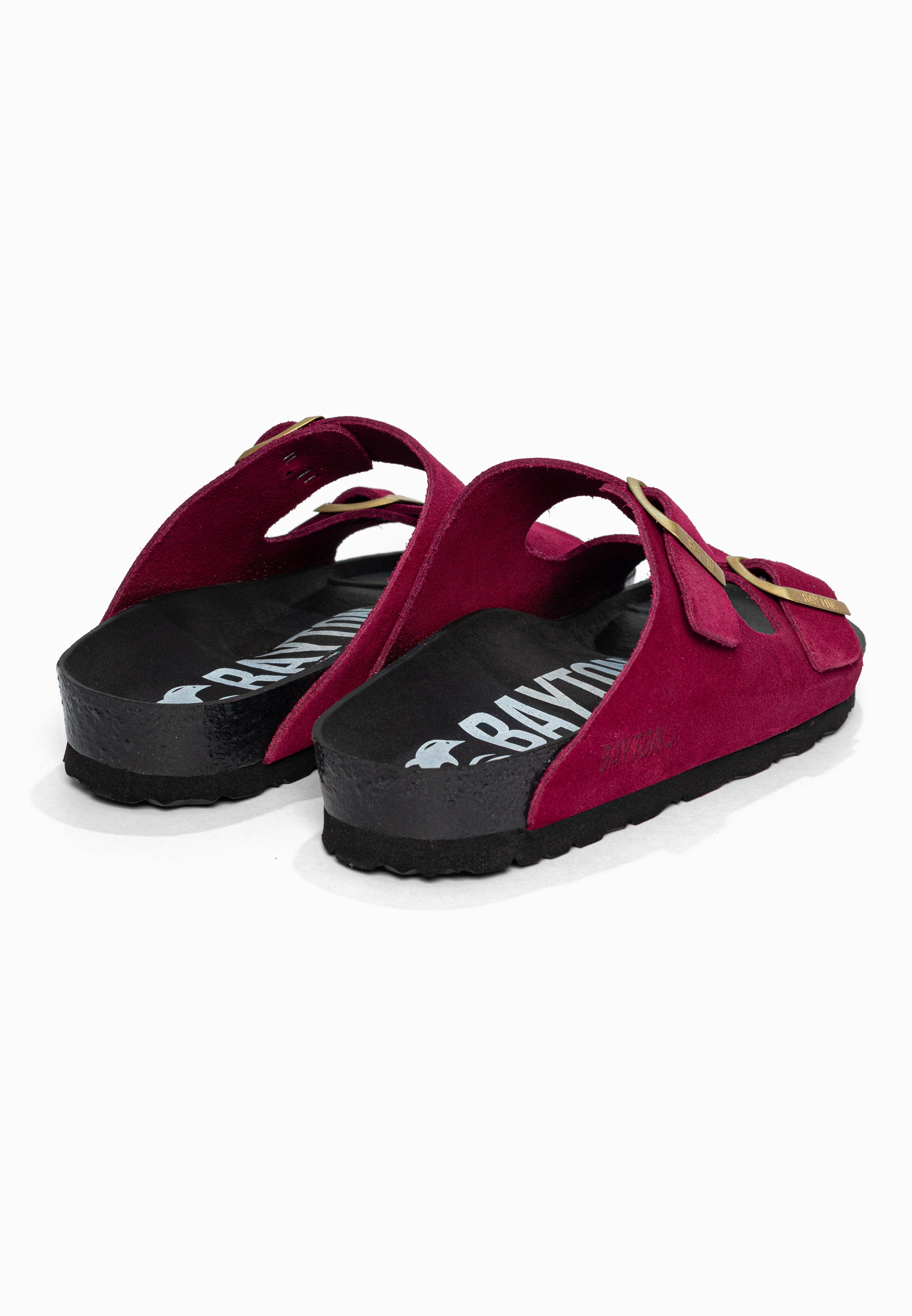 Sandales 2 Brides Atlas Framboise en Cuir Suédé Bayton pour Femme