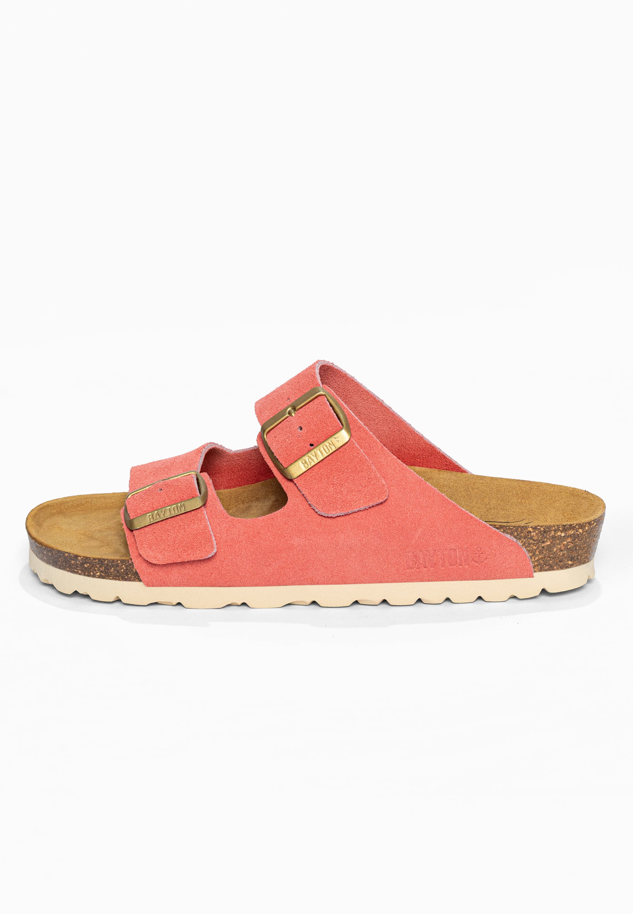 Sandales 2 Brides Atlas Corail en Cuir Suédé Bayton pour Femme