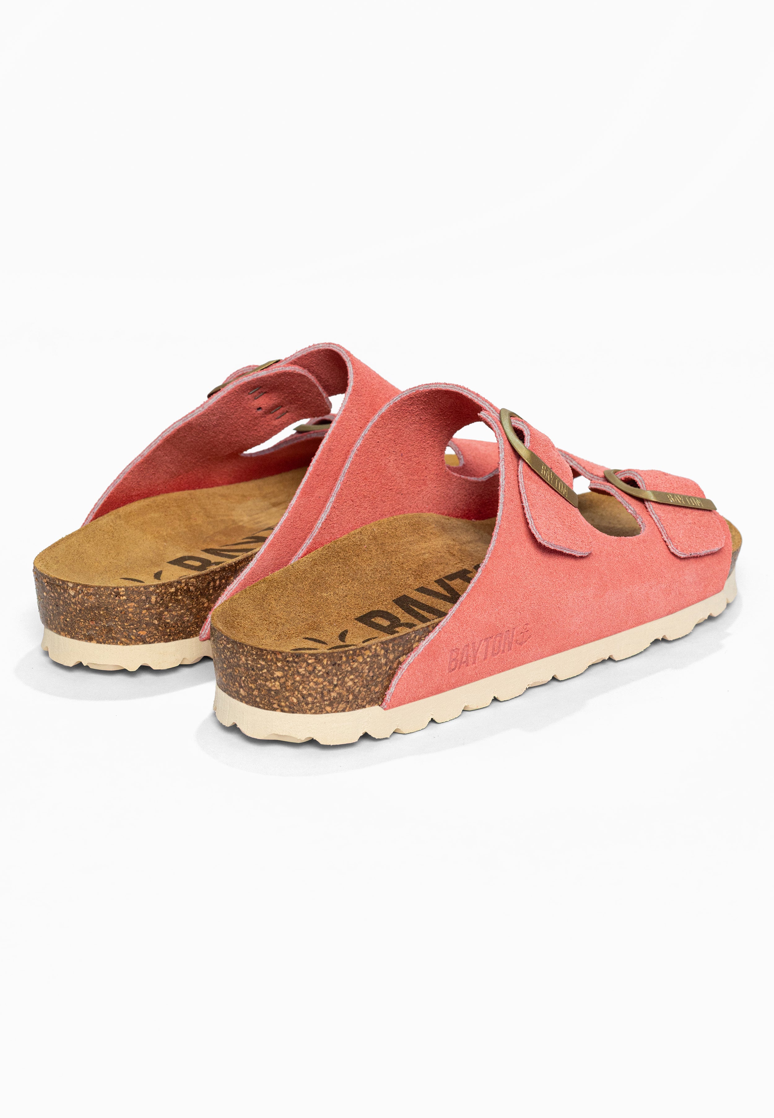 Sandales 2 Brides Atlas Corail en Cuir Suédé Bayton pour Femme
