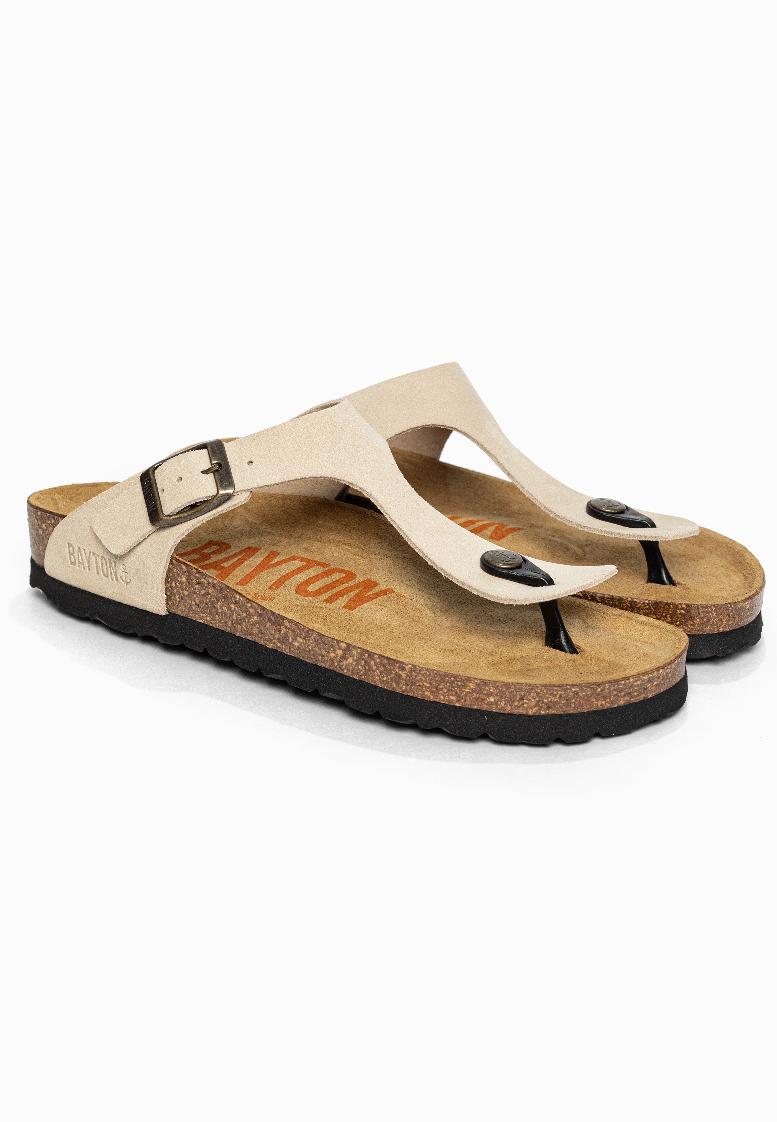 Sandales à Entre-doigts Mercure Beige en Cuir Suédé Bayton pour Femme