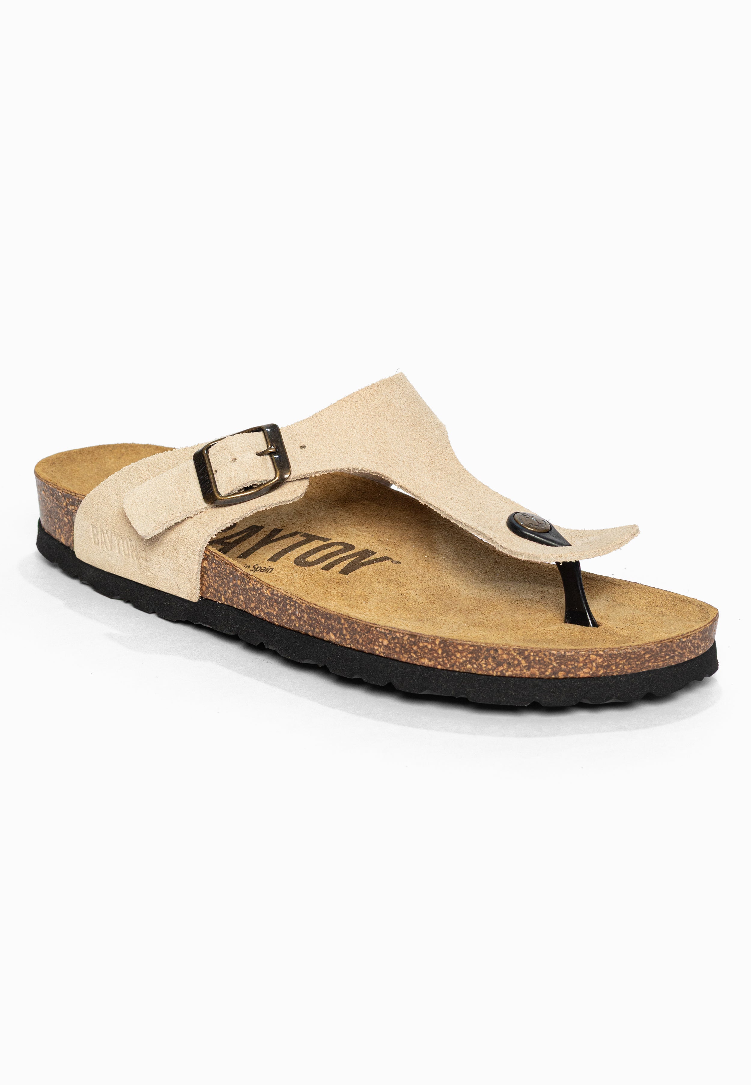 Sandales à Entre-doigts Mercure Beige en Cuir Suédé Bayton pour Homme