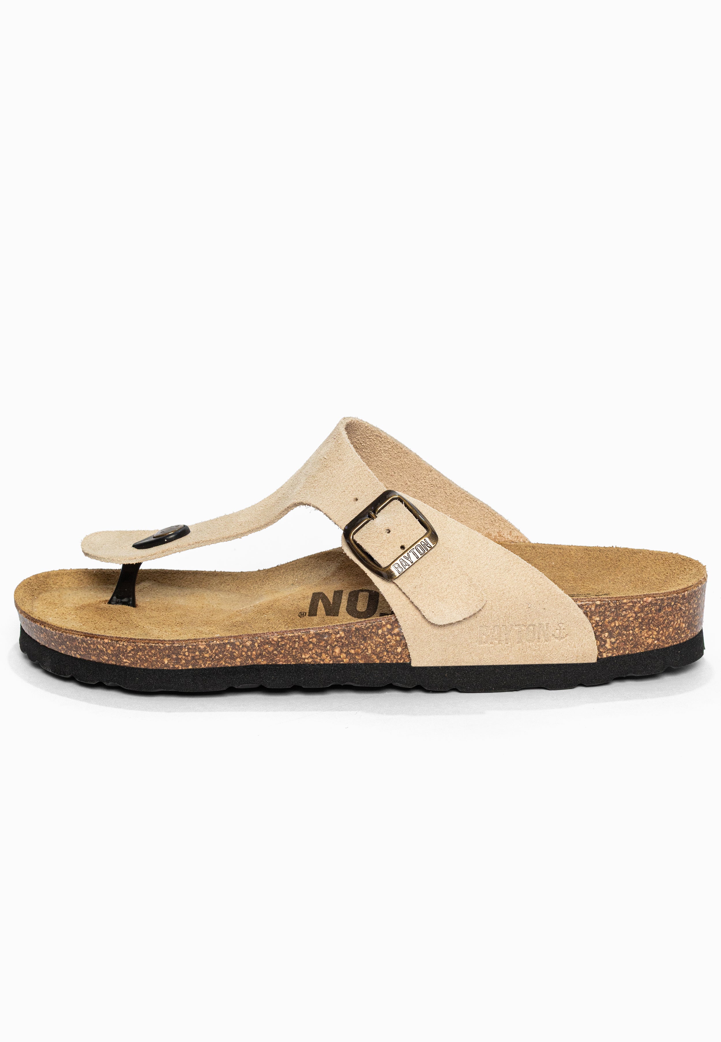 Sandales à Entre-doigts Mercure Beige en Cuir Suédé Bayton pour Homme