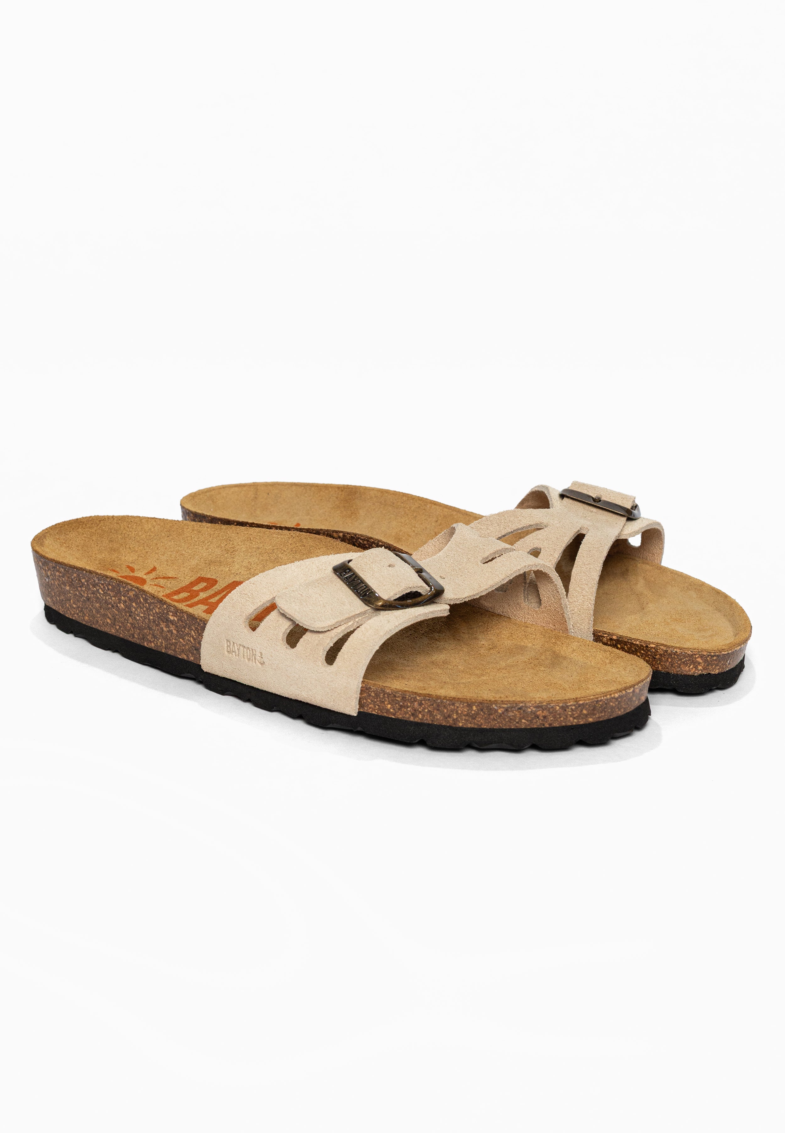Sandales 1 Bride Athena Beige en Cuir Suédé Bayton pour Femme