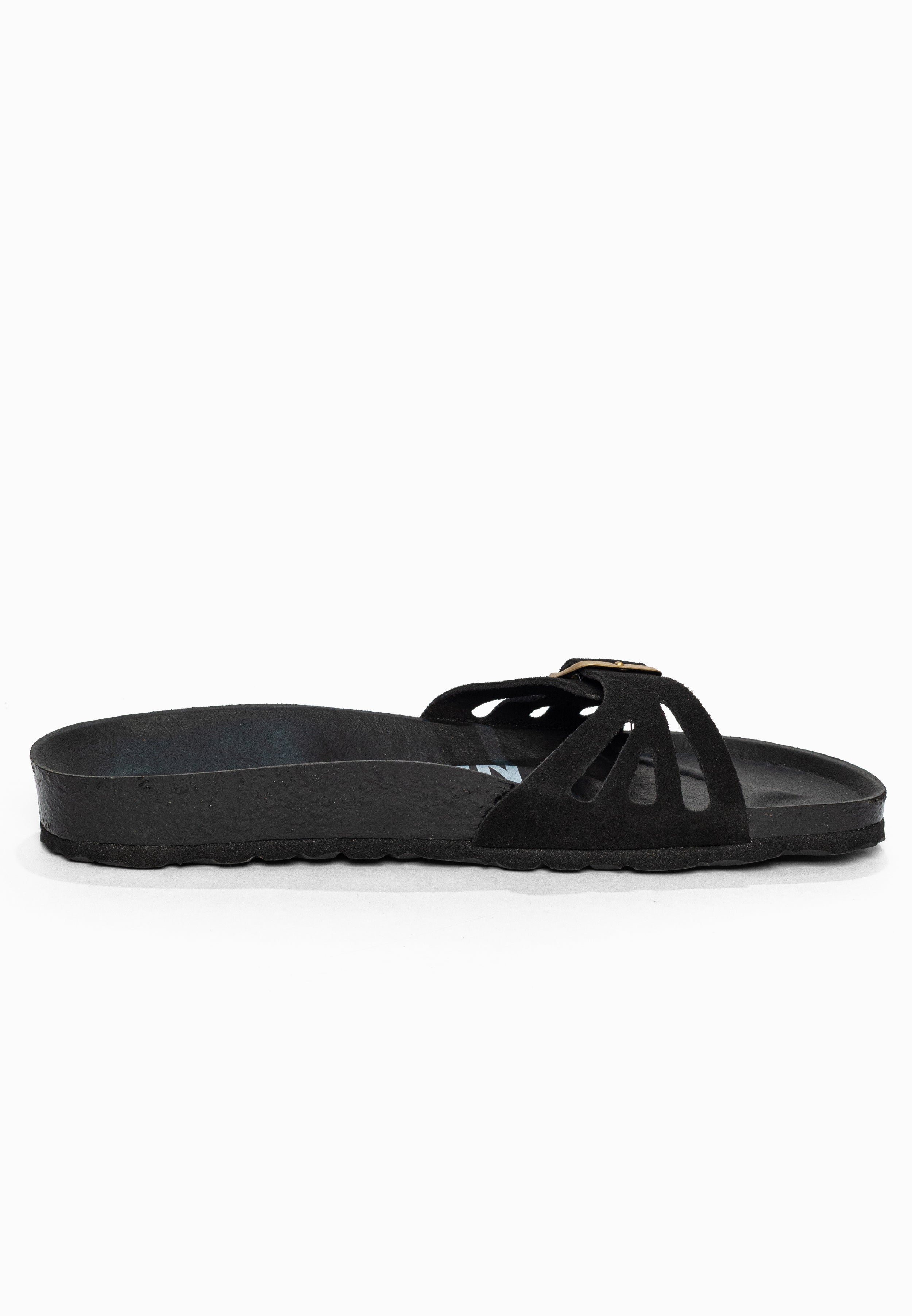 Sandales 1 Bride Athena Noir en Cuir Suédé Bayton pour Femme