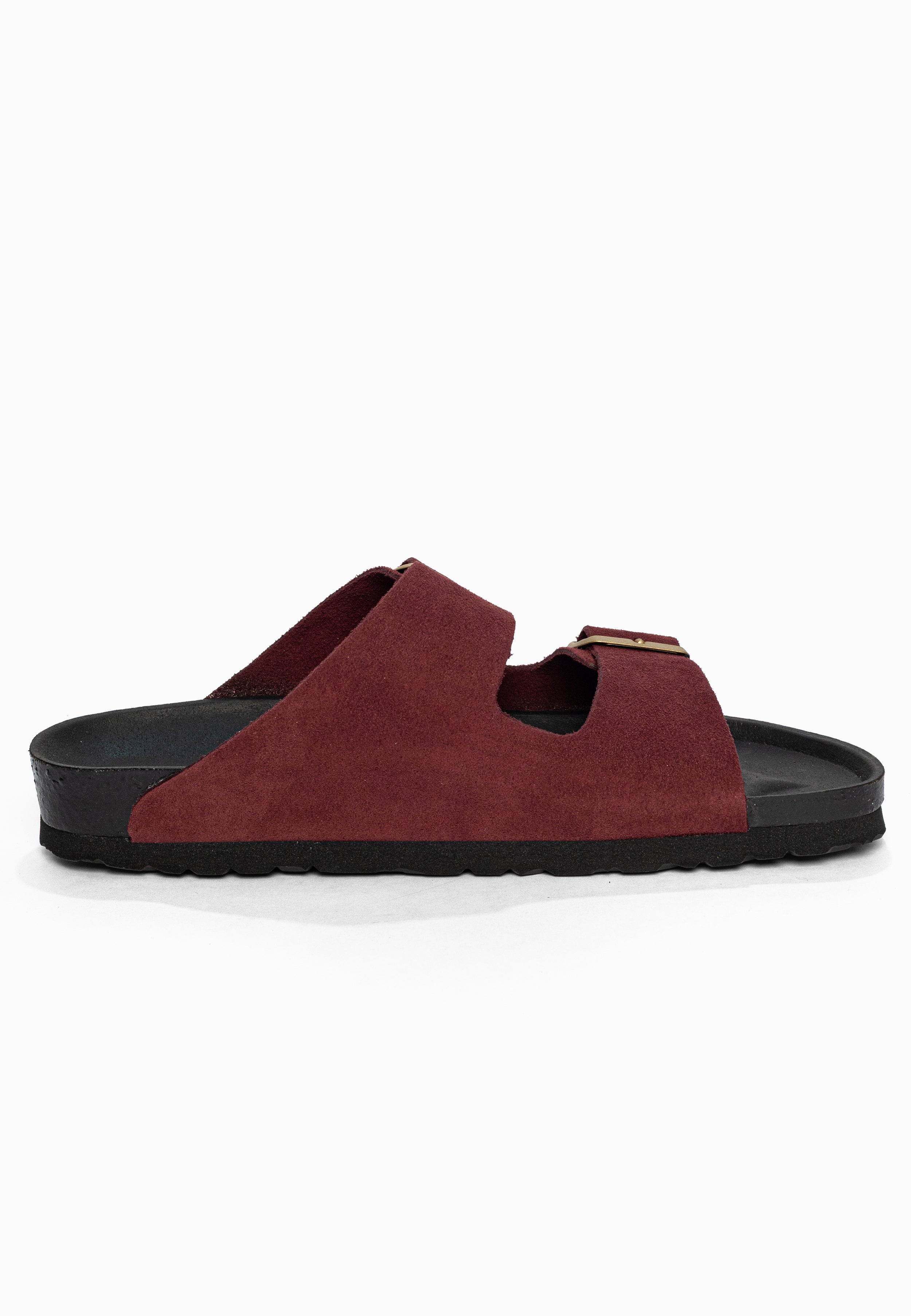 Sandales 2 Brides Atlas Bordeaux en Cuir Suédé Bayton pour Femme