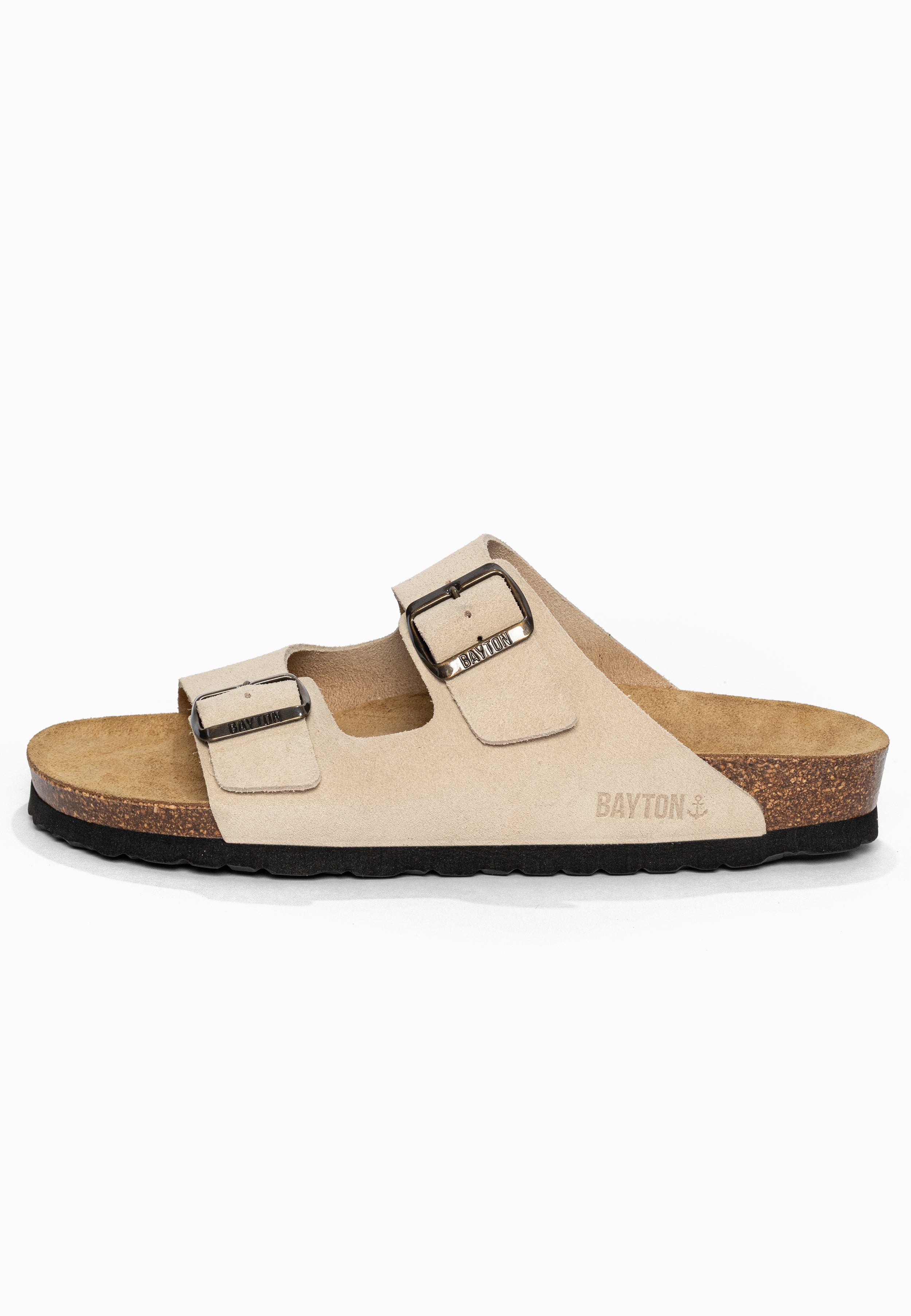 Sandales 2 Brides Atlas Beige en Cuir Suédé Bayton pour Homme