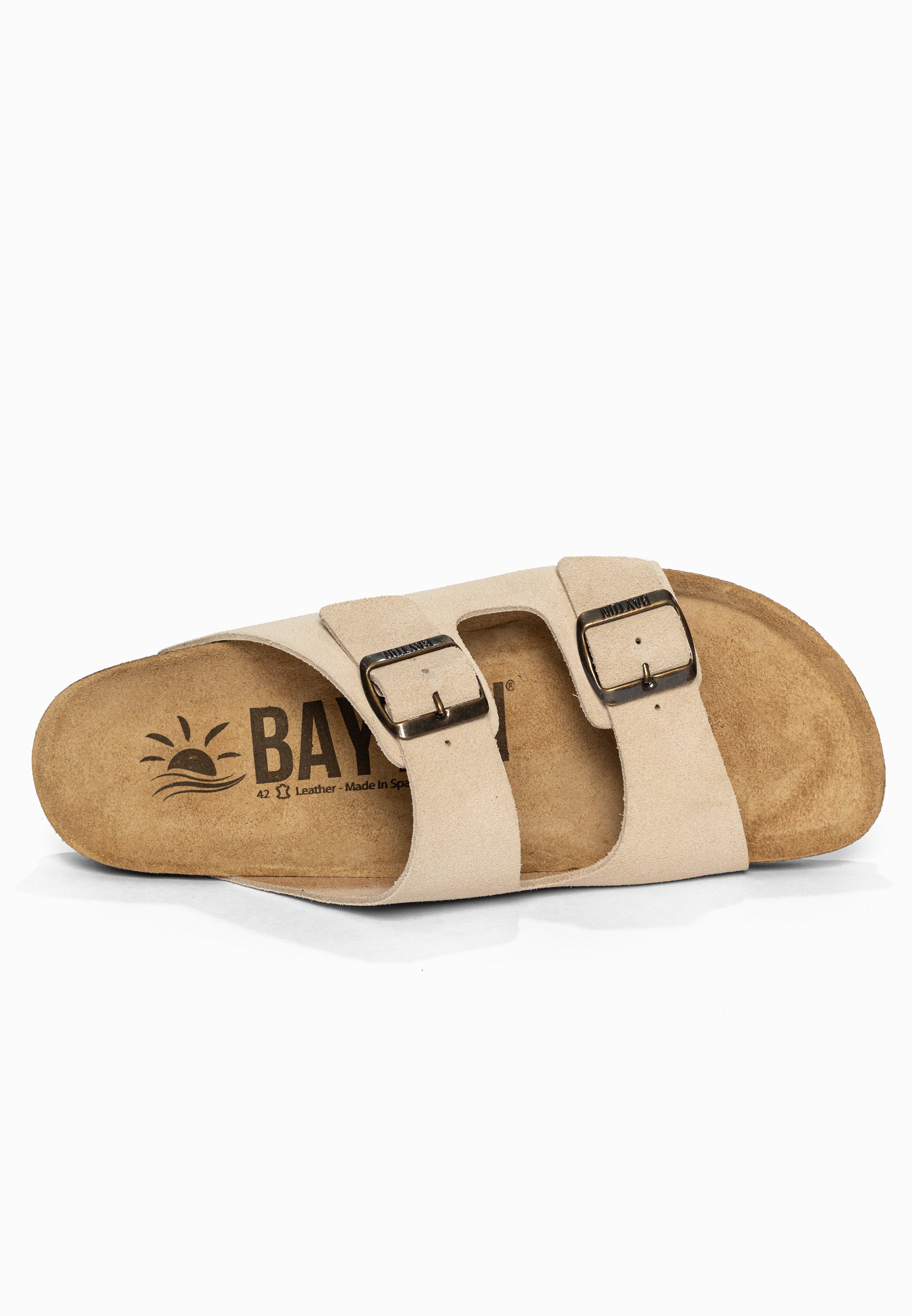 Sandales 2 Brides Atlas Beige en Cuir Suédé Bayton pour Homme