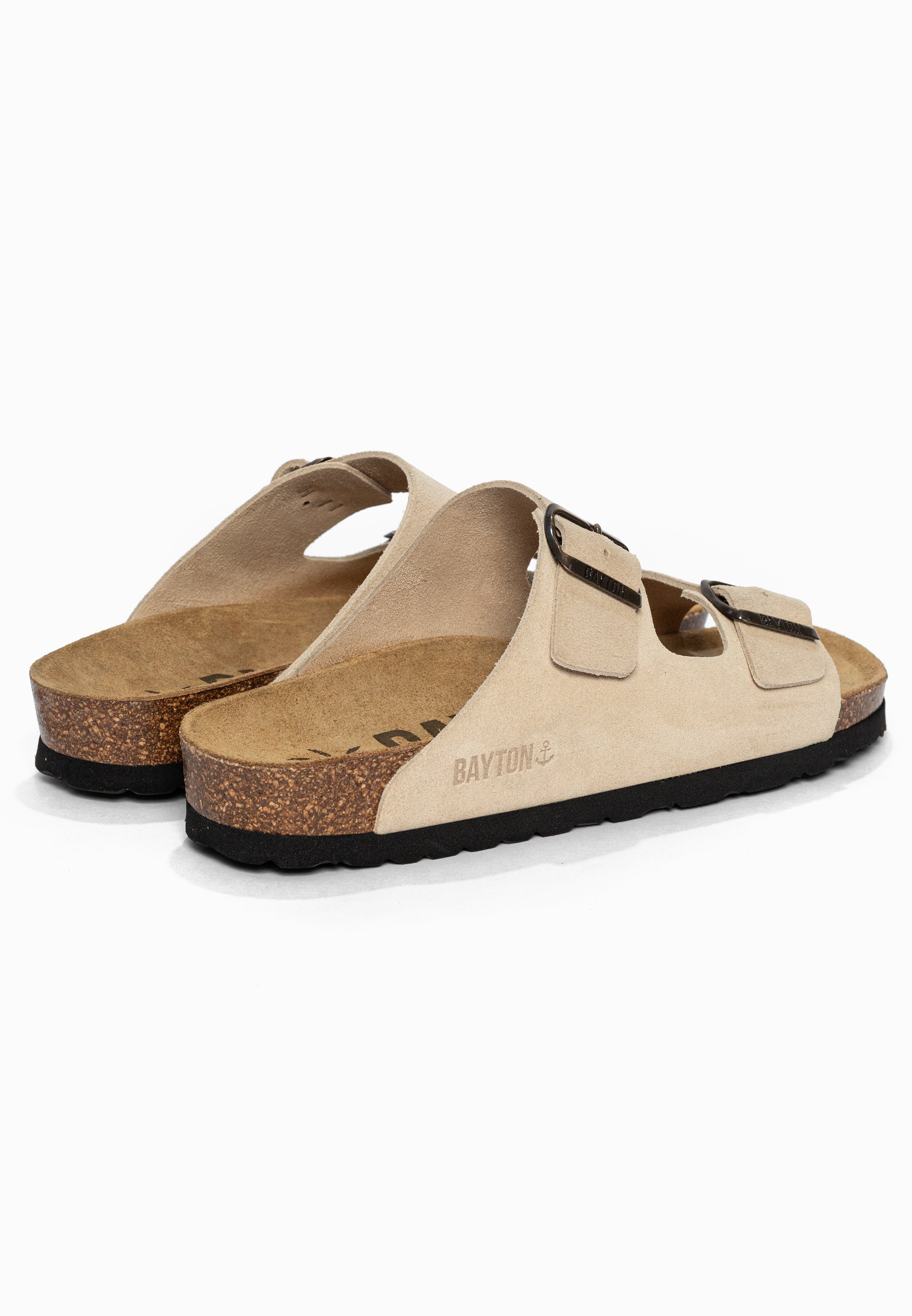 Sandales 2 Brides Atlas Beige en Cuir Suédé Bayton pour Homme