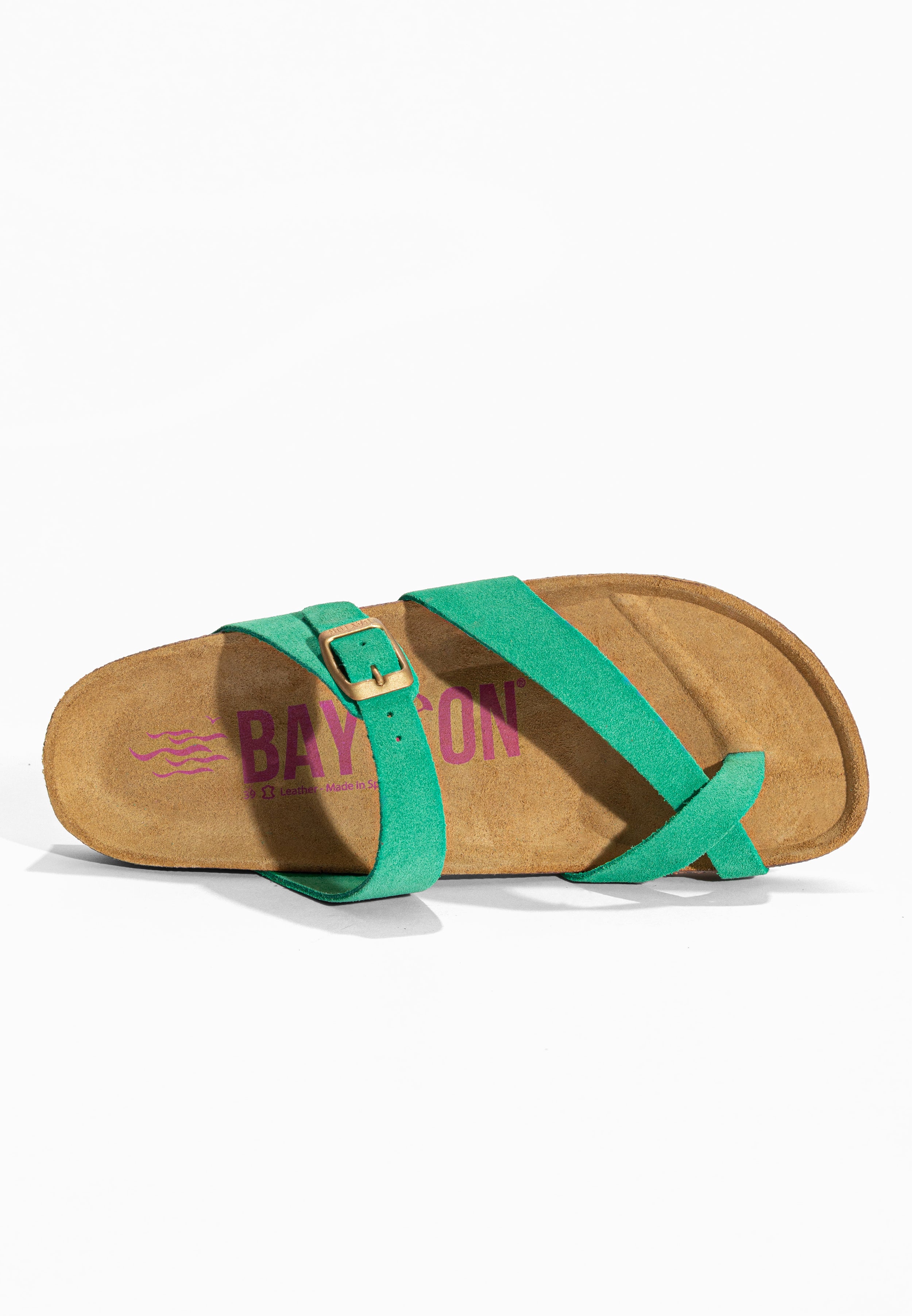 Sandales à Entre-doigts Diane Vert en Cuir Suédé Bayton pour Femme