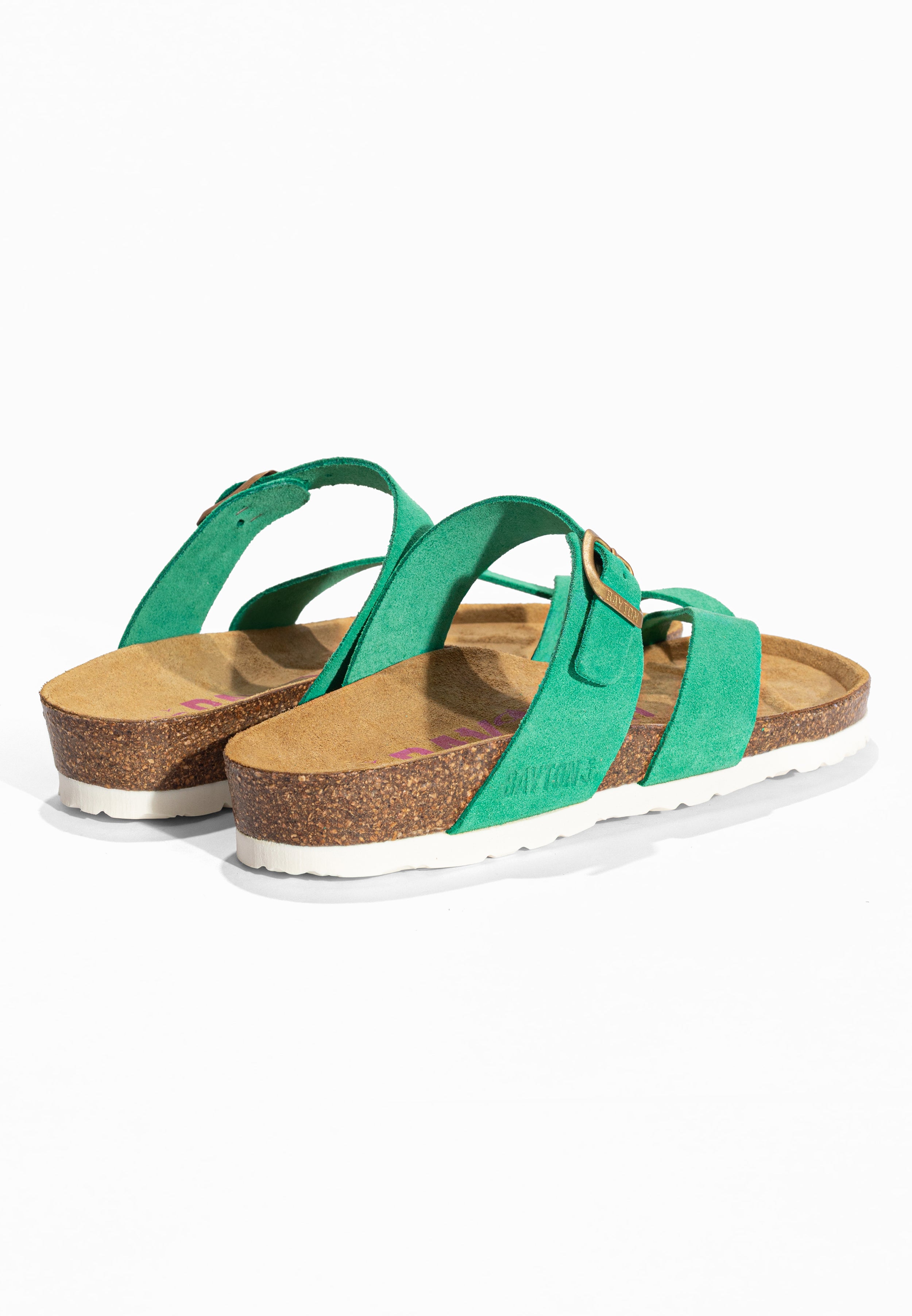 Sandales à Entre-doigts Diane Vert en Cuir Suédé Bayton pour Femme