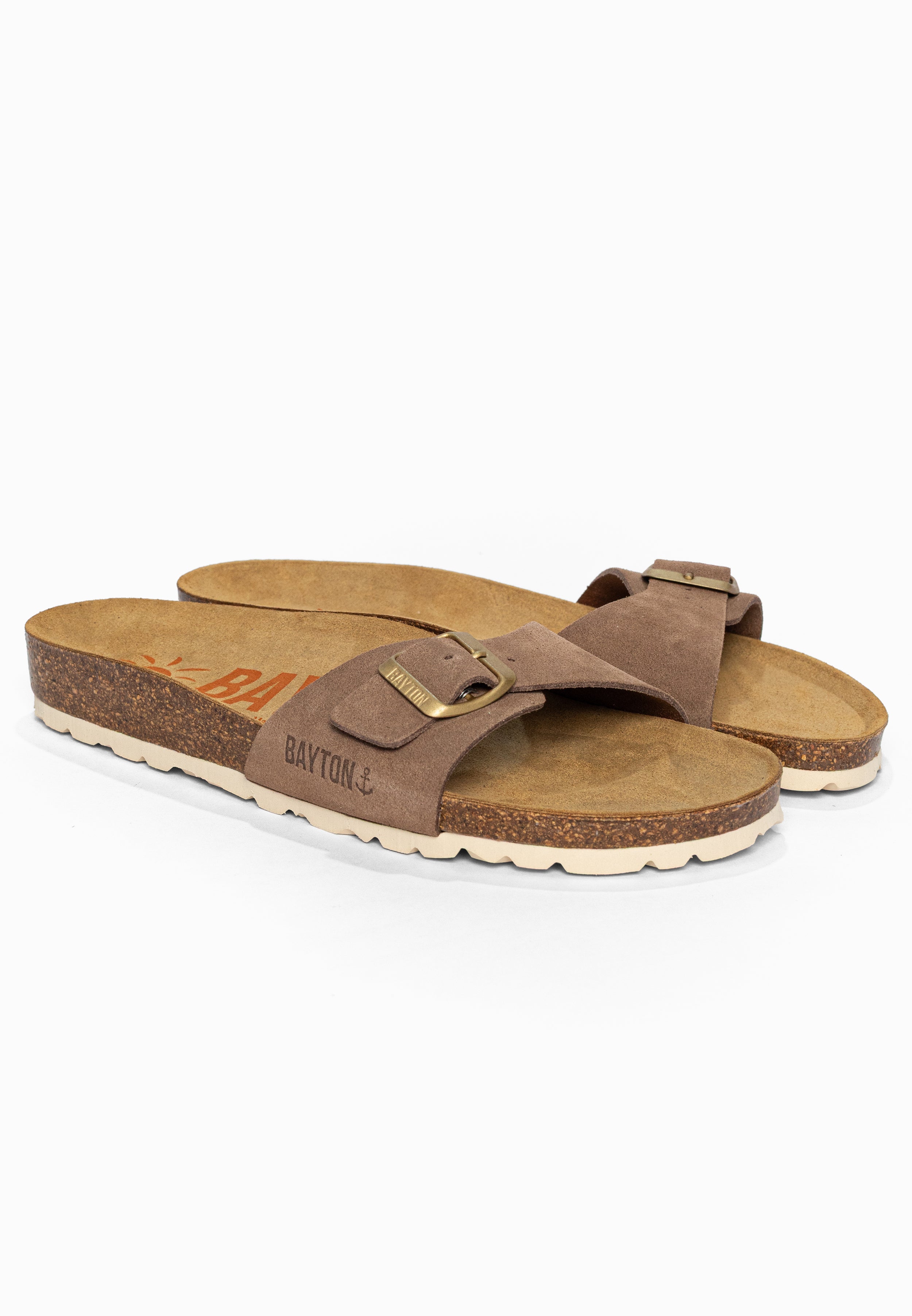 Sandales 1 Bride Zephyr Beige foncé en Cuir Suédé Bayton pour Femme