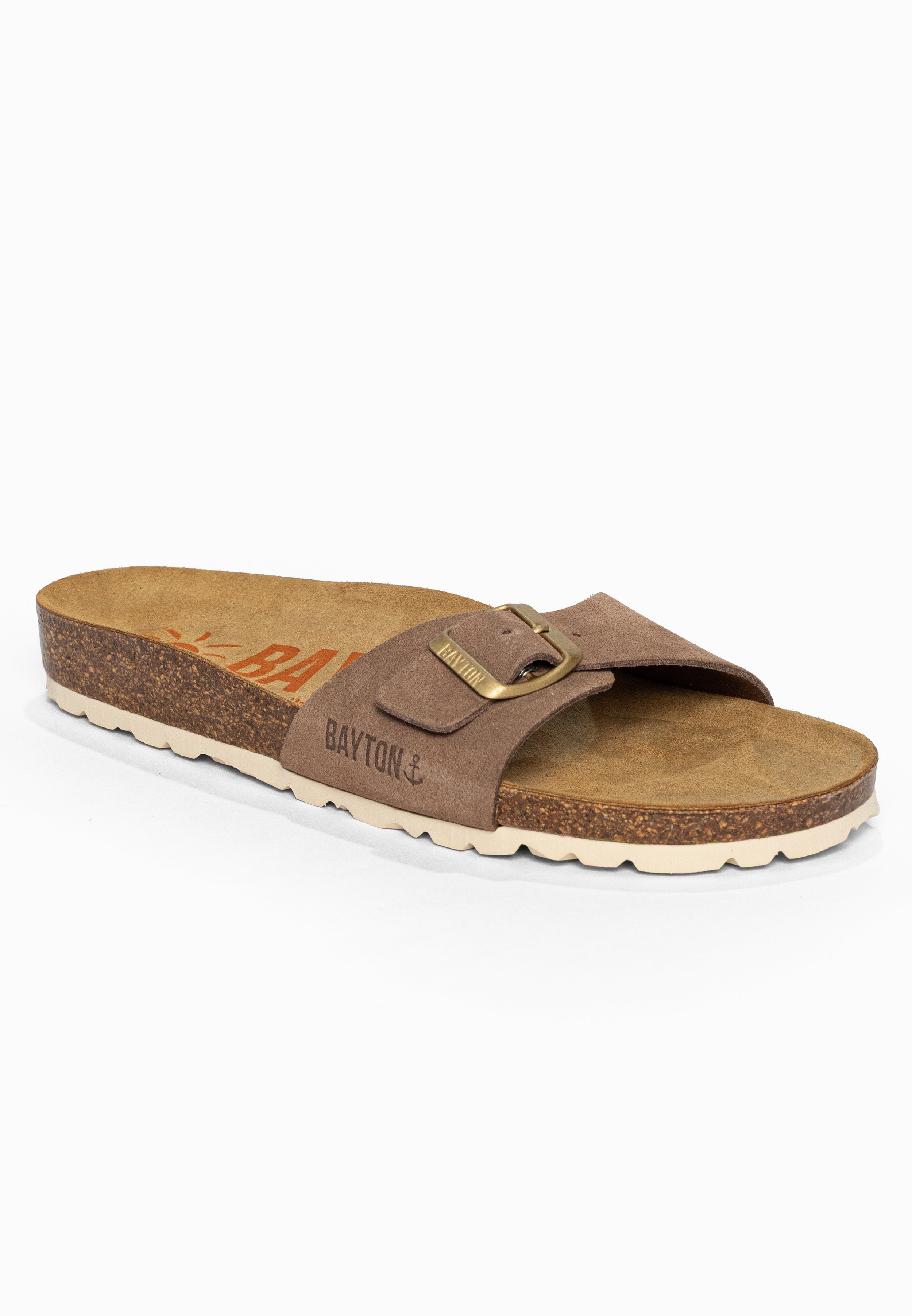 Sandales 1 Bride Zephyr Beige foncé en Cuir Suédé Bayton pour Femme