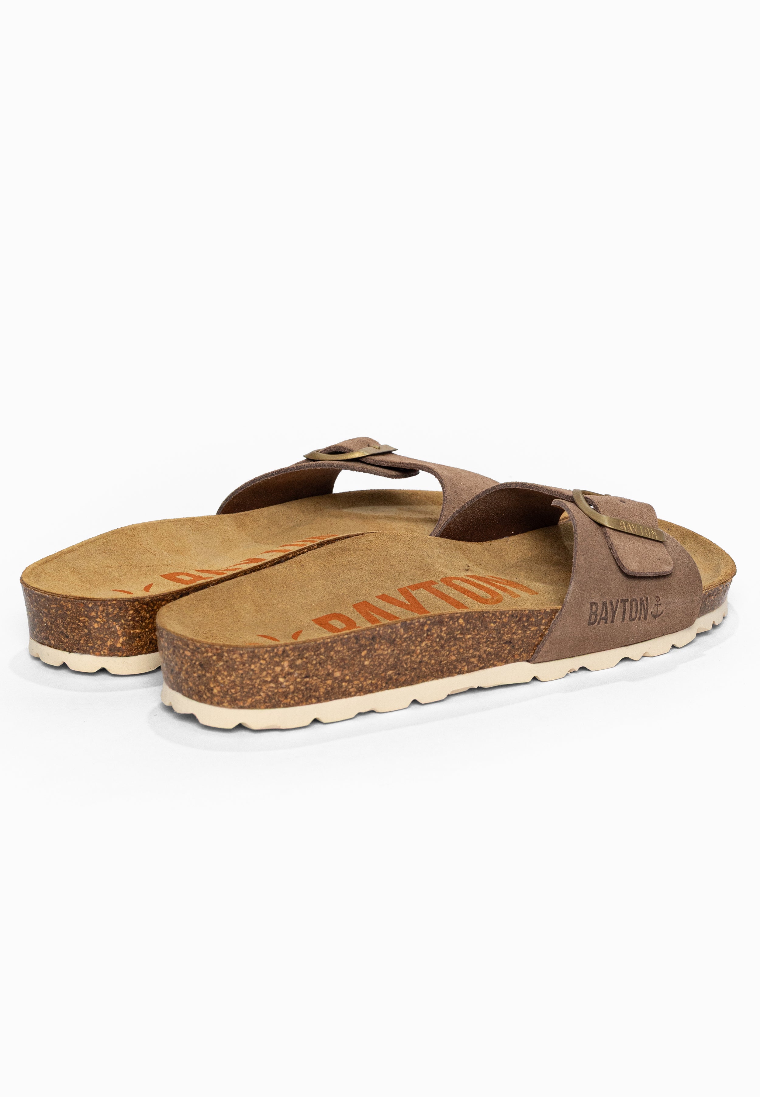 Sandales 1 Bride Zephyr Beige foncé en Cuir Suédé Bayton pour Femme