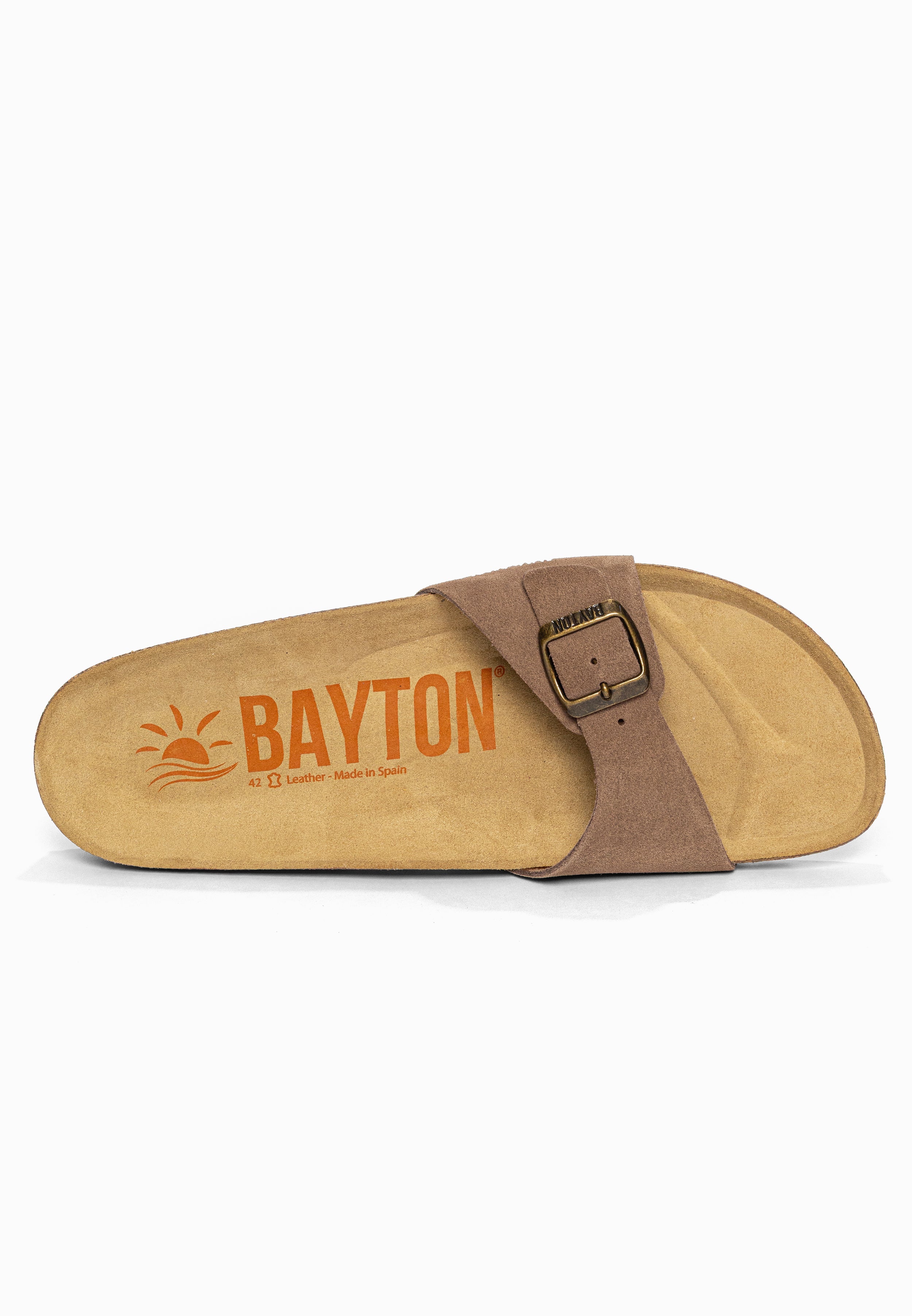 Sandales 1 Bride Zephyr Beige foncé en Cuir Suédé Bayton pour Homme