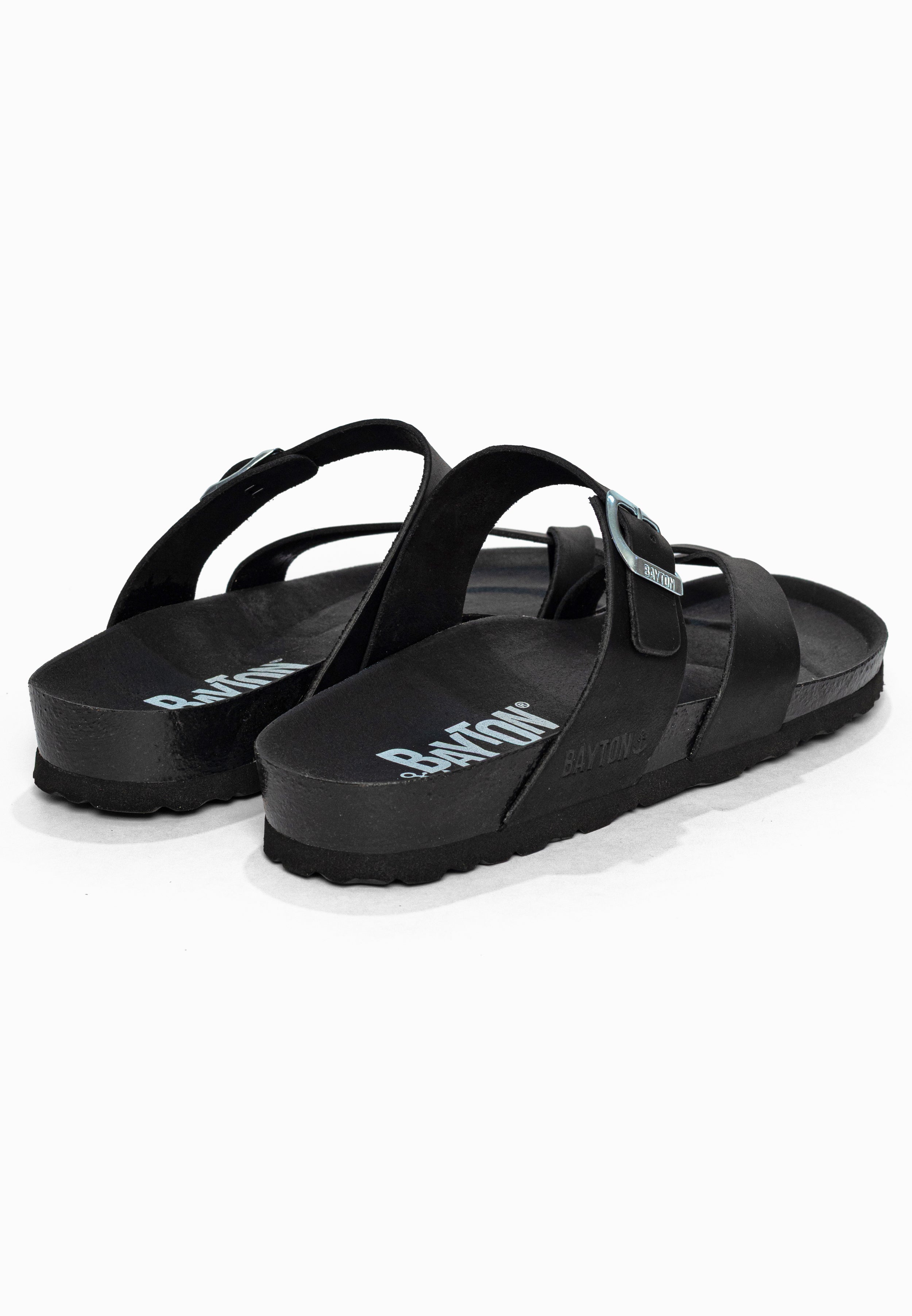 Sandales à Entre-doigts Diane Noir en Cuir Bayton pour Homme