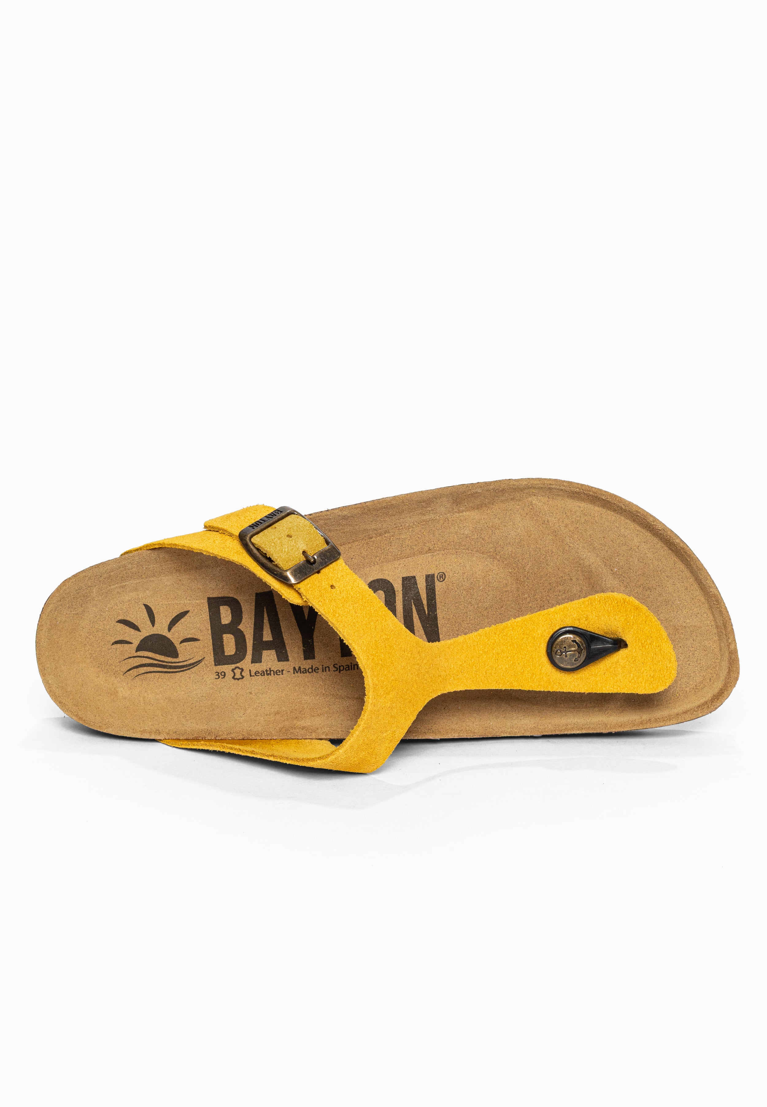 Sandales à Entre-doigts Mercure Jaune en Cuir Suédé Bayton pour Femme