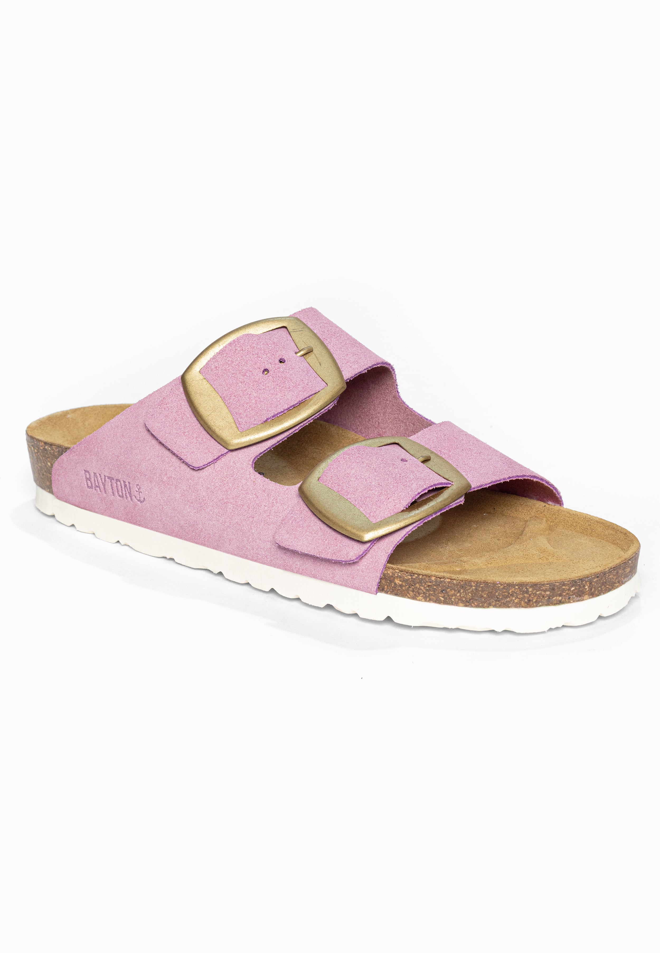 Sandales 2 Brides Alicante Lila en Cuir Suédé Bayton pour Femme