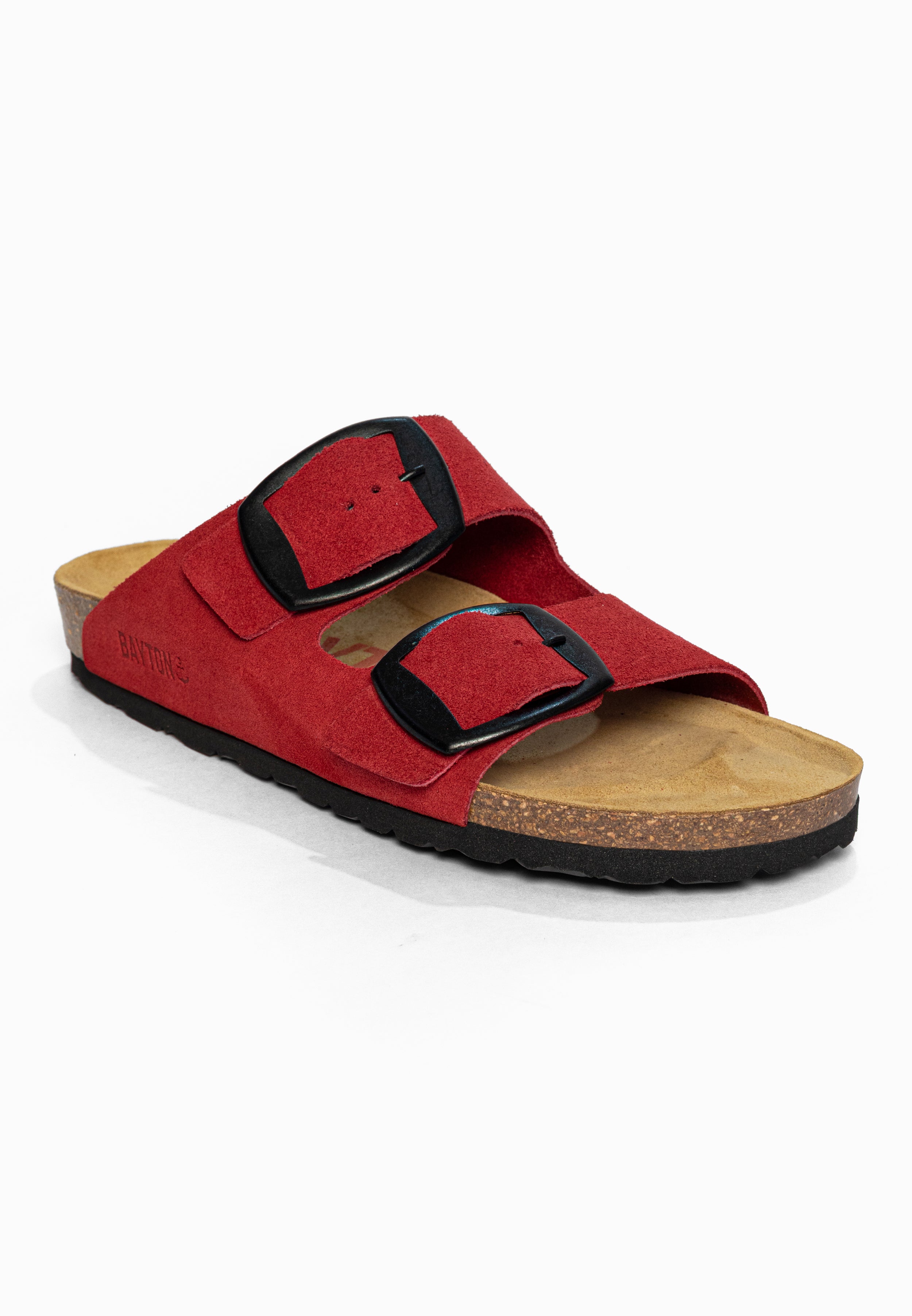 Sandales 2 Brides Alicante Rouge en Cuir Suédé Bayton pour Femme