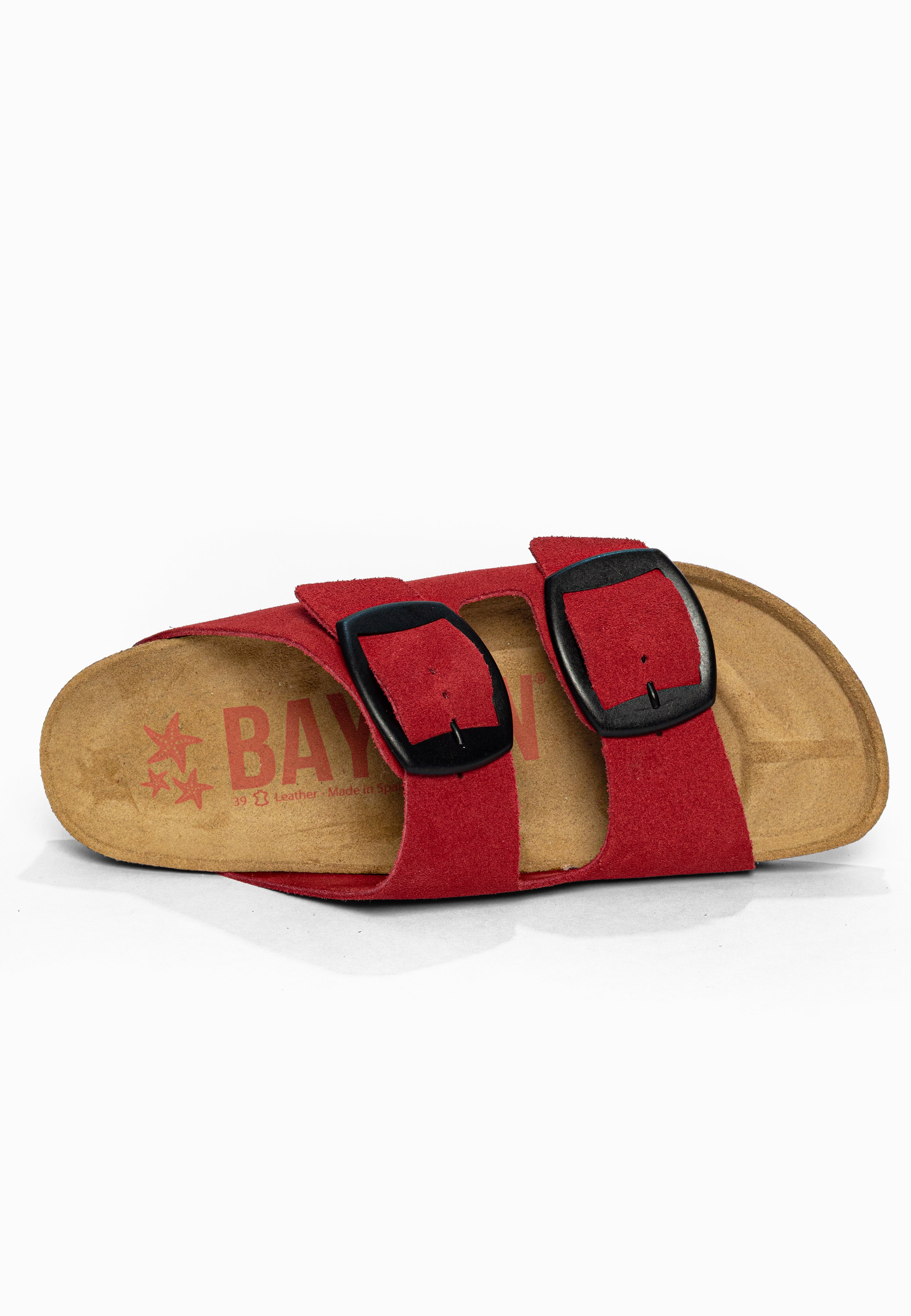 Sandales 2 Brides Alicante Rouge en Cuir Suédé Bayton pour Femme