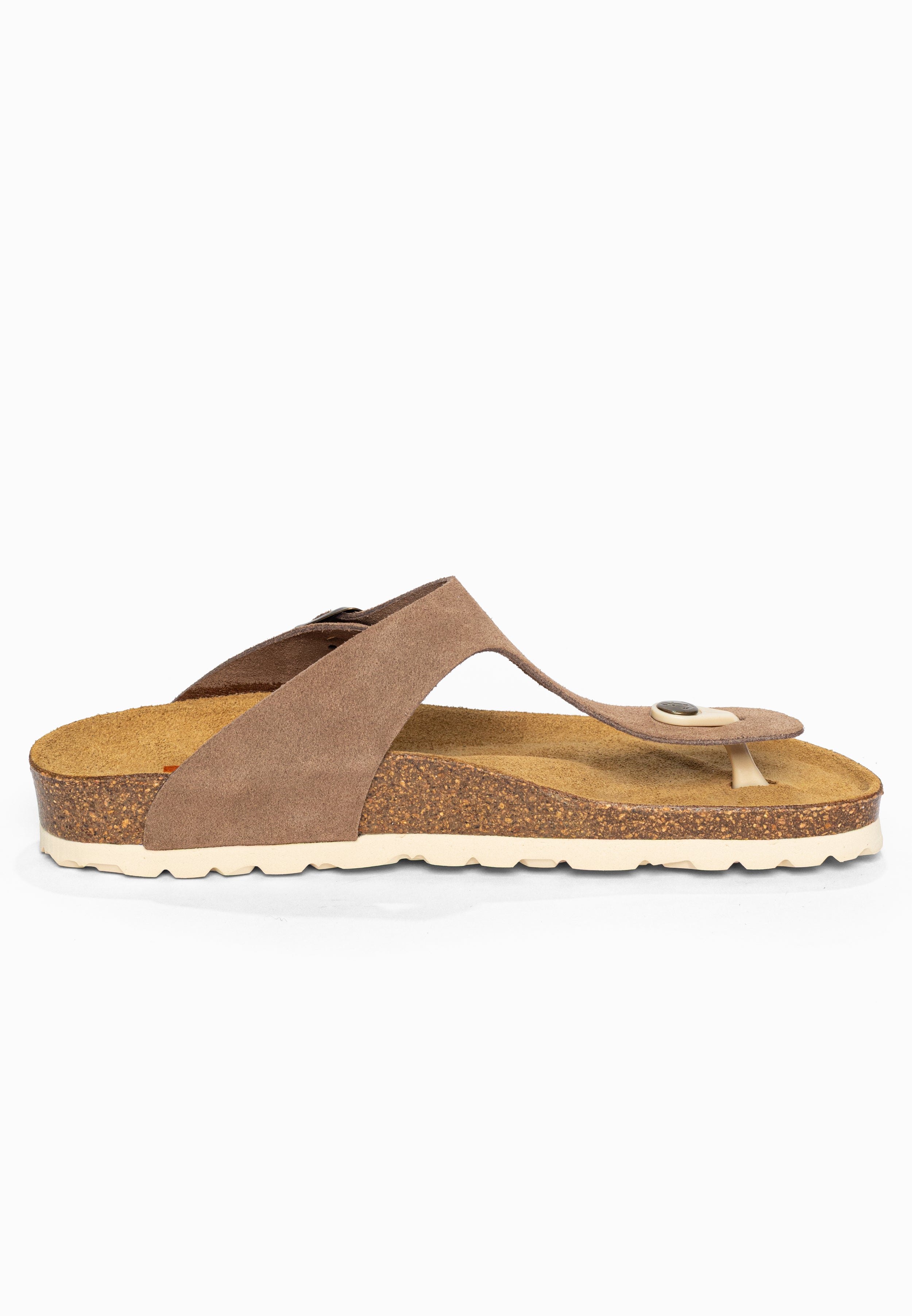 Sandales à Entre-doigts Mercure Beige foncé en Cuir Suédé Bayton pour Femme