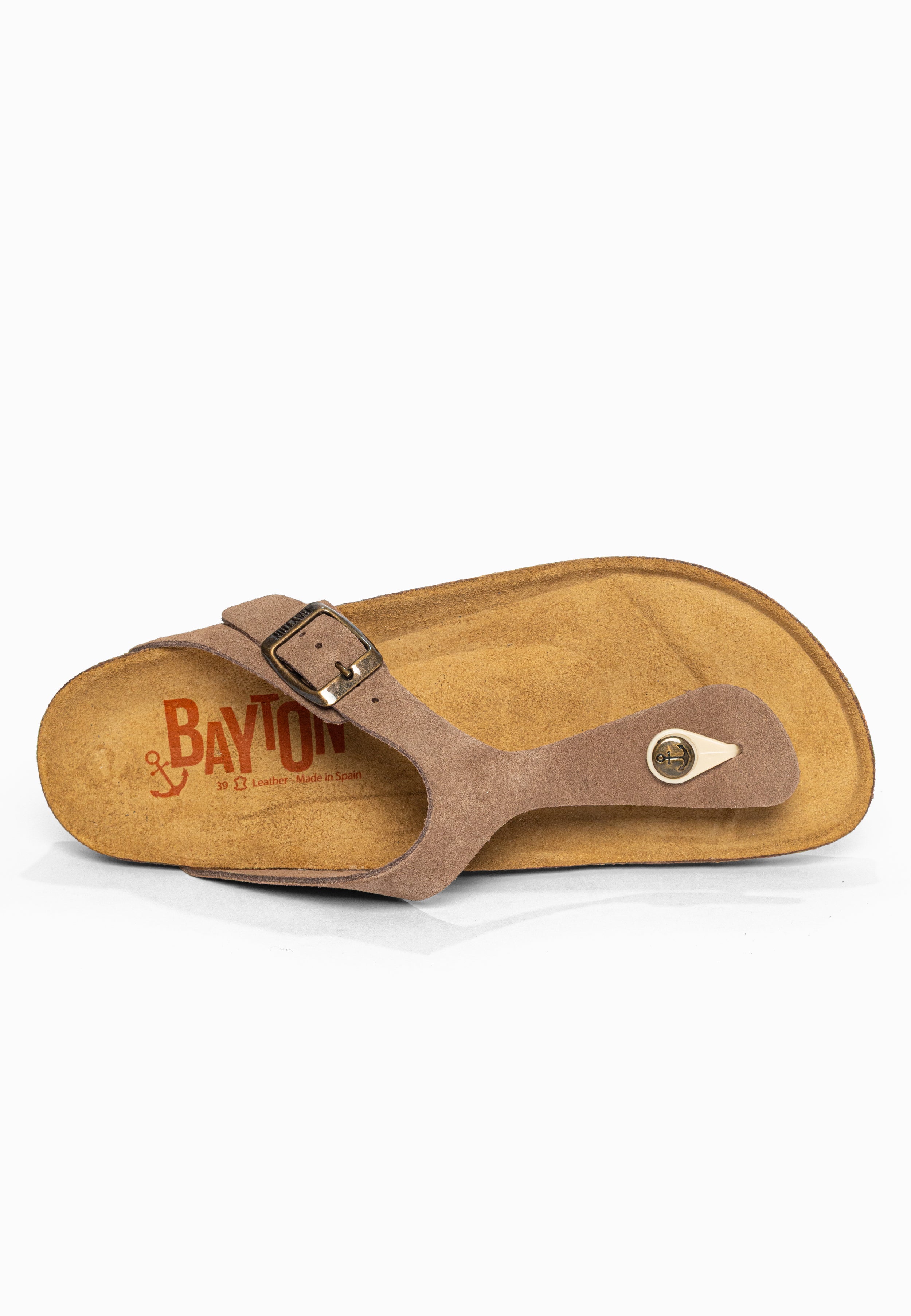 Sandales à Entre-doigts Mercure Beige foncé en Cuir Suédé Bayton pour Femme