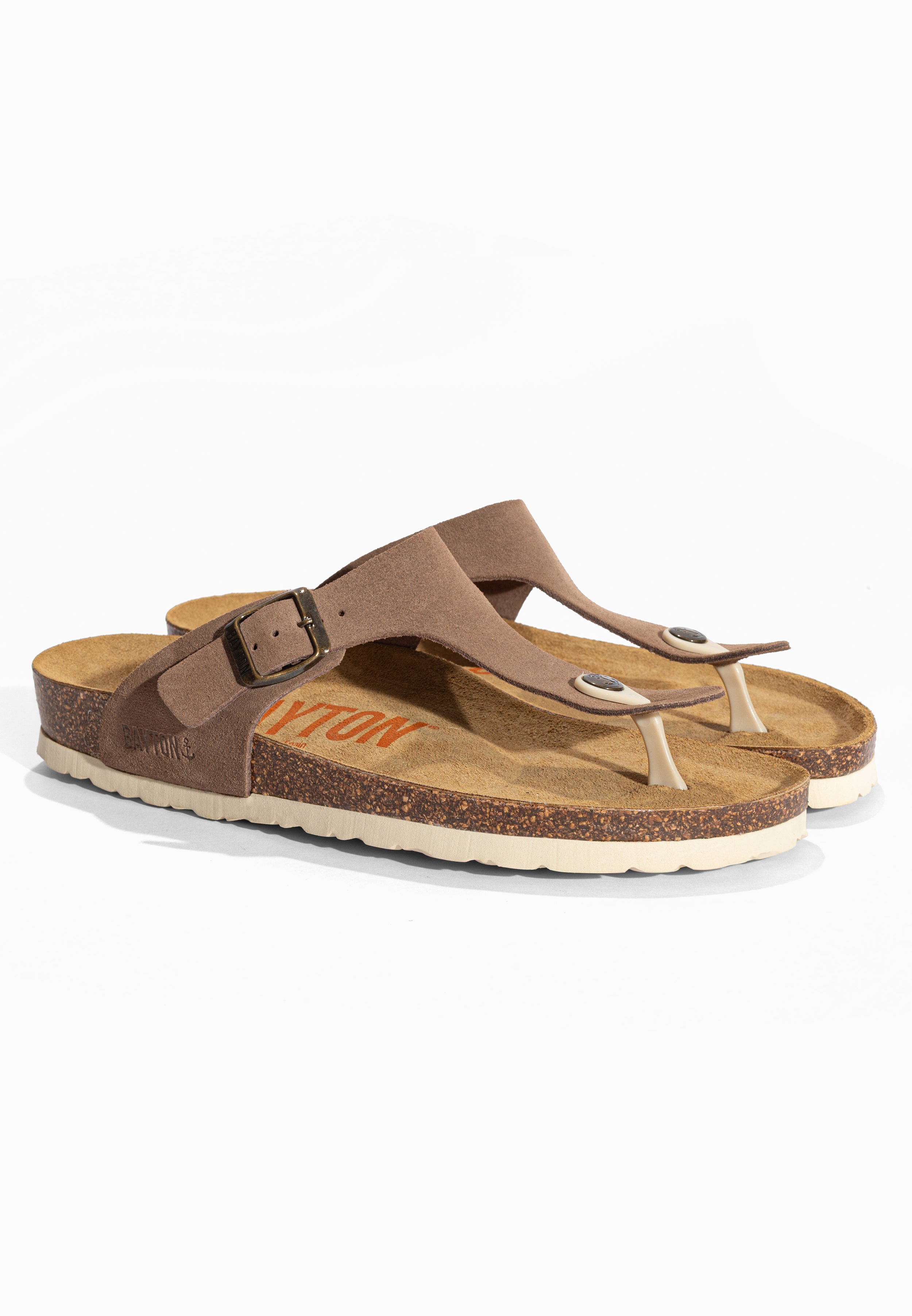 Sandales à Entre-doigts Mercure Beige foncé en Cuir Suédé Bayton pour Homme