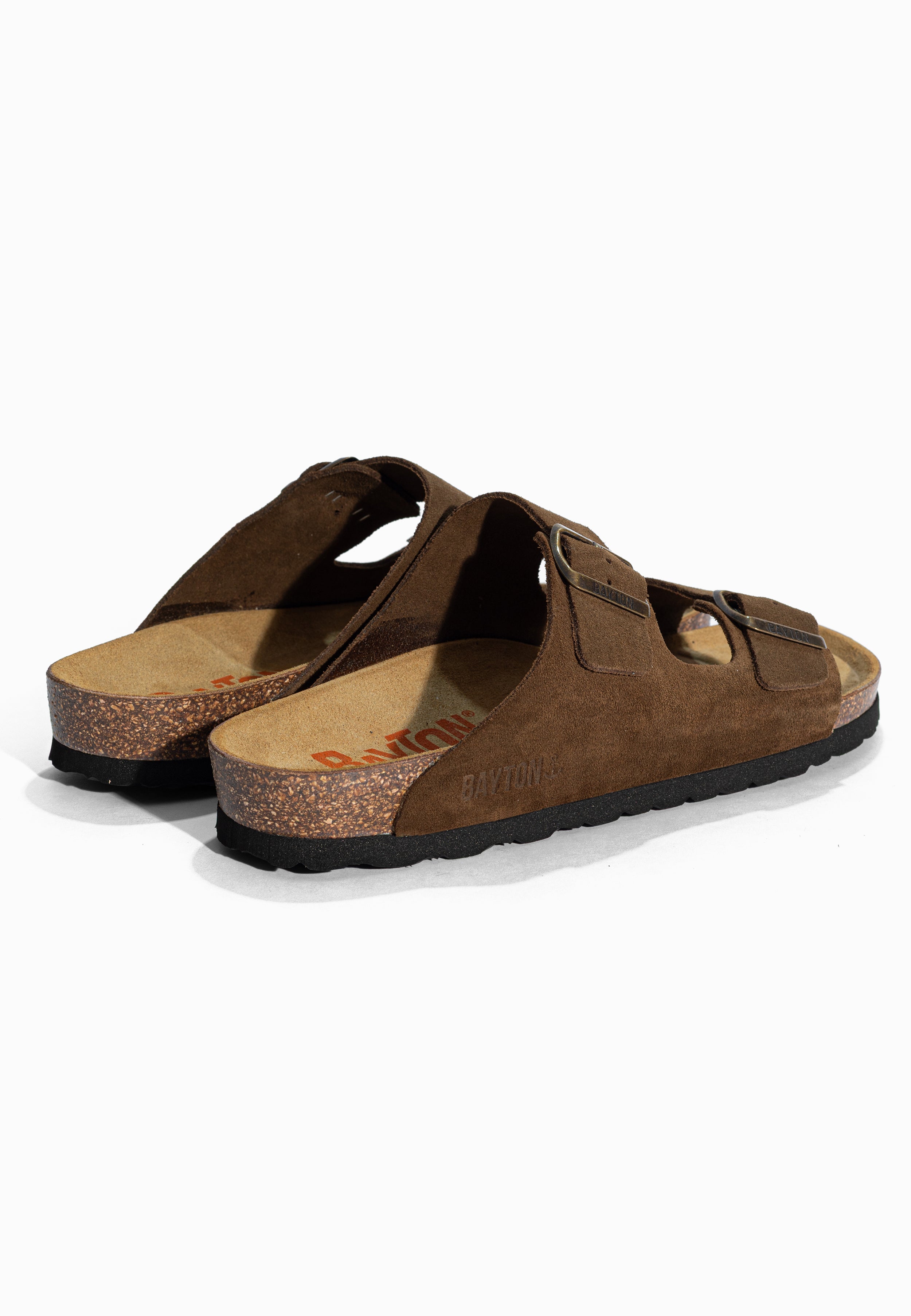 Sandales 2 Brides Atlas Marron en Cuir Suédé Bayton pour Homme
