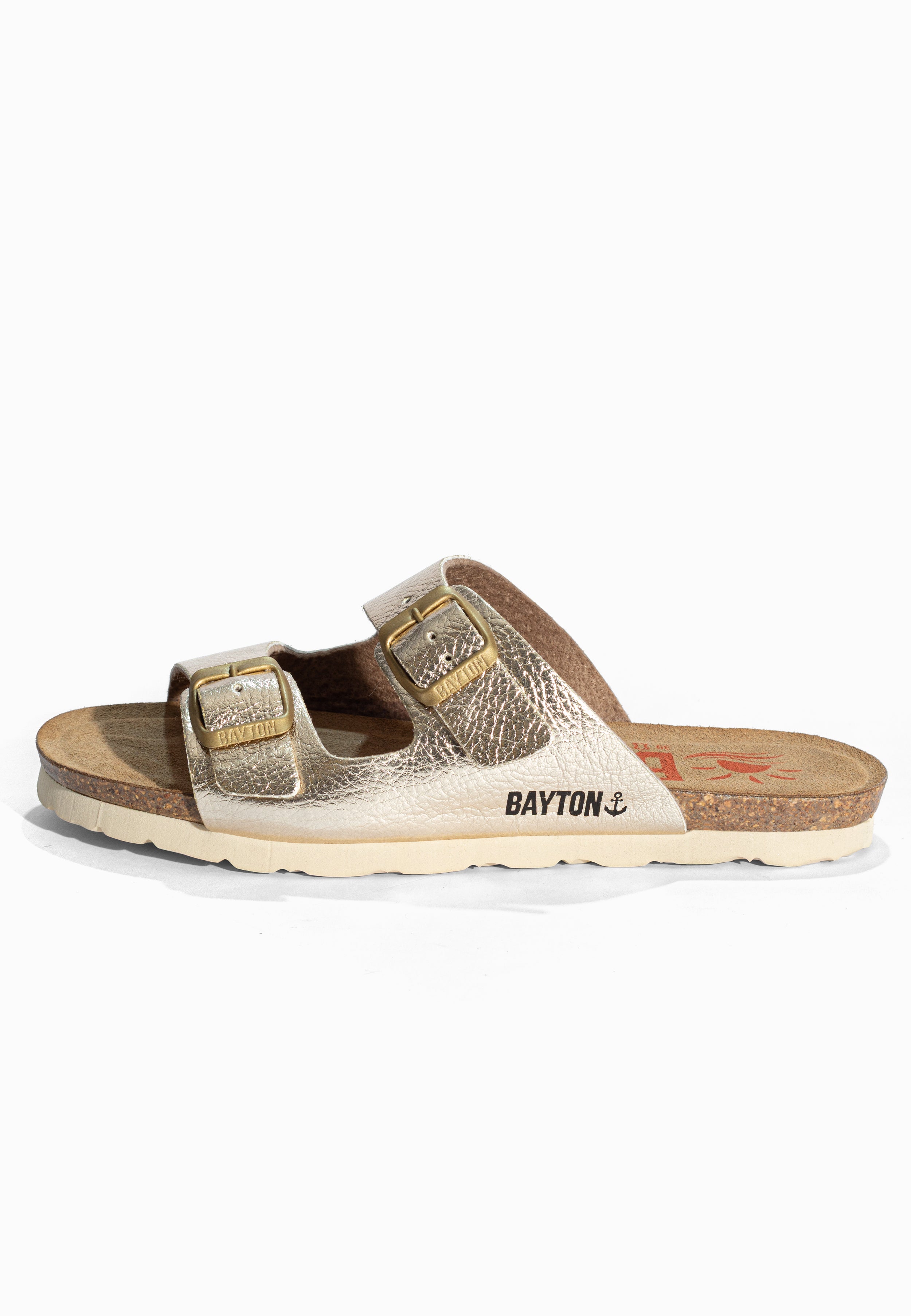 Sandales 2 Brides Astrakan Or Bayton pour Femme