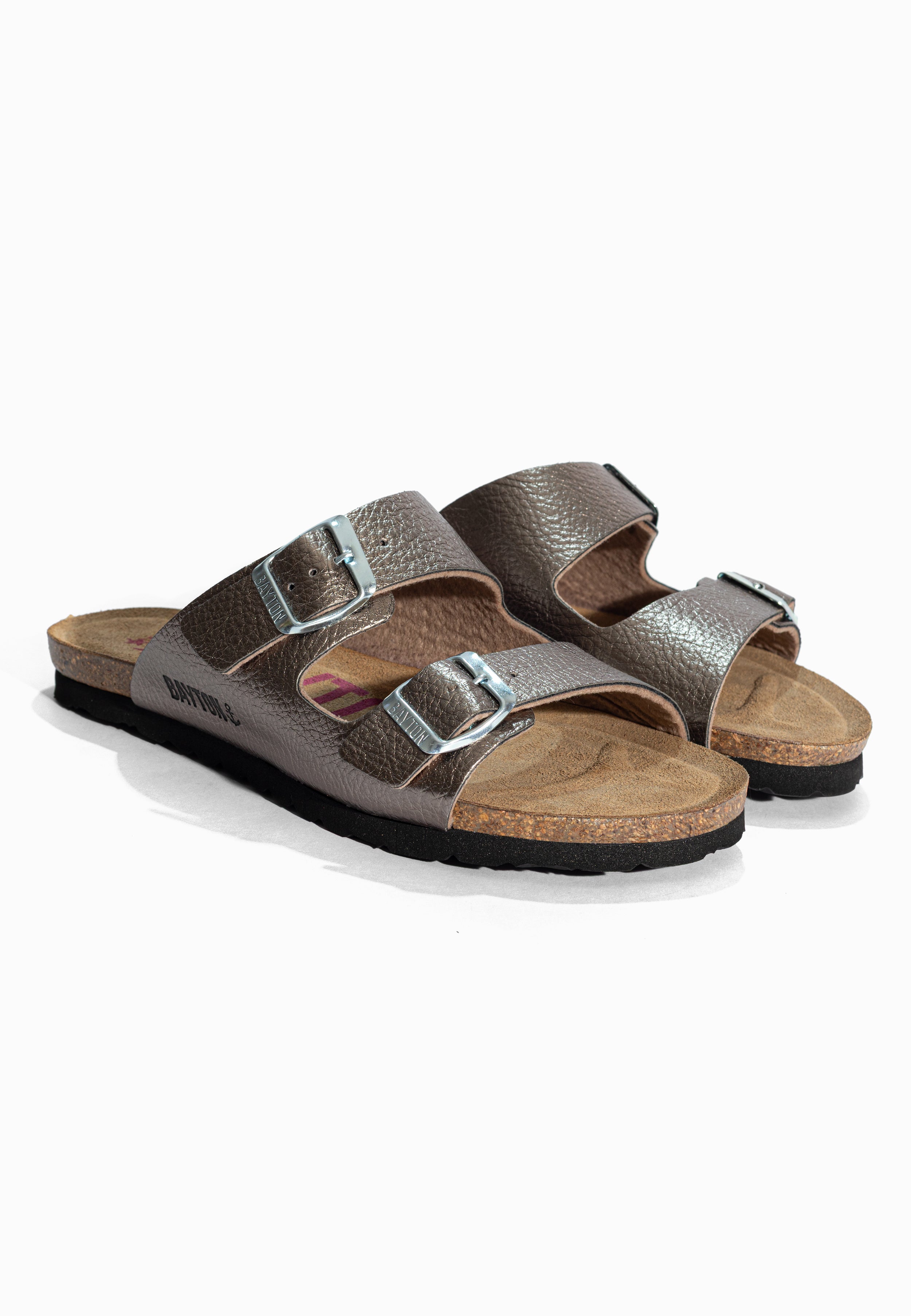 Sandales 2 Brides Astrakan Pewter Bayton pour Femme