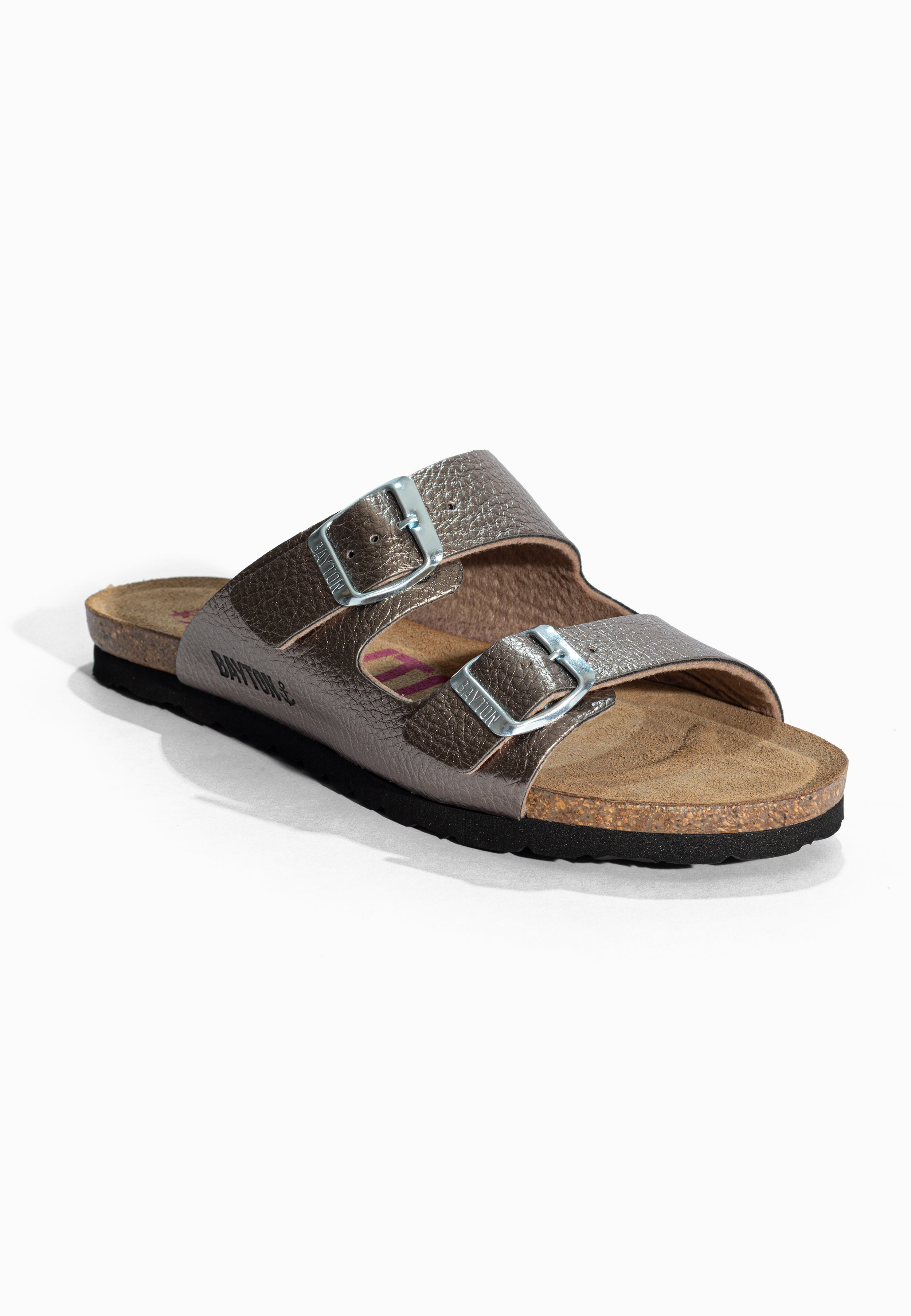 Sandales 2 Brides Astrakan Pewter Bayton pour Femme