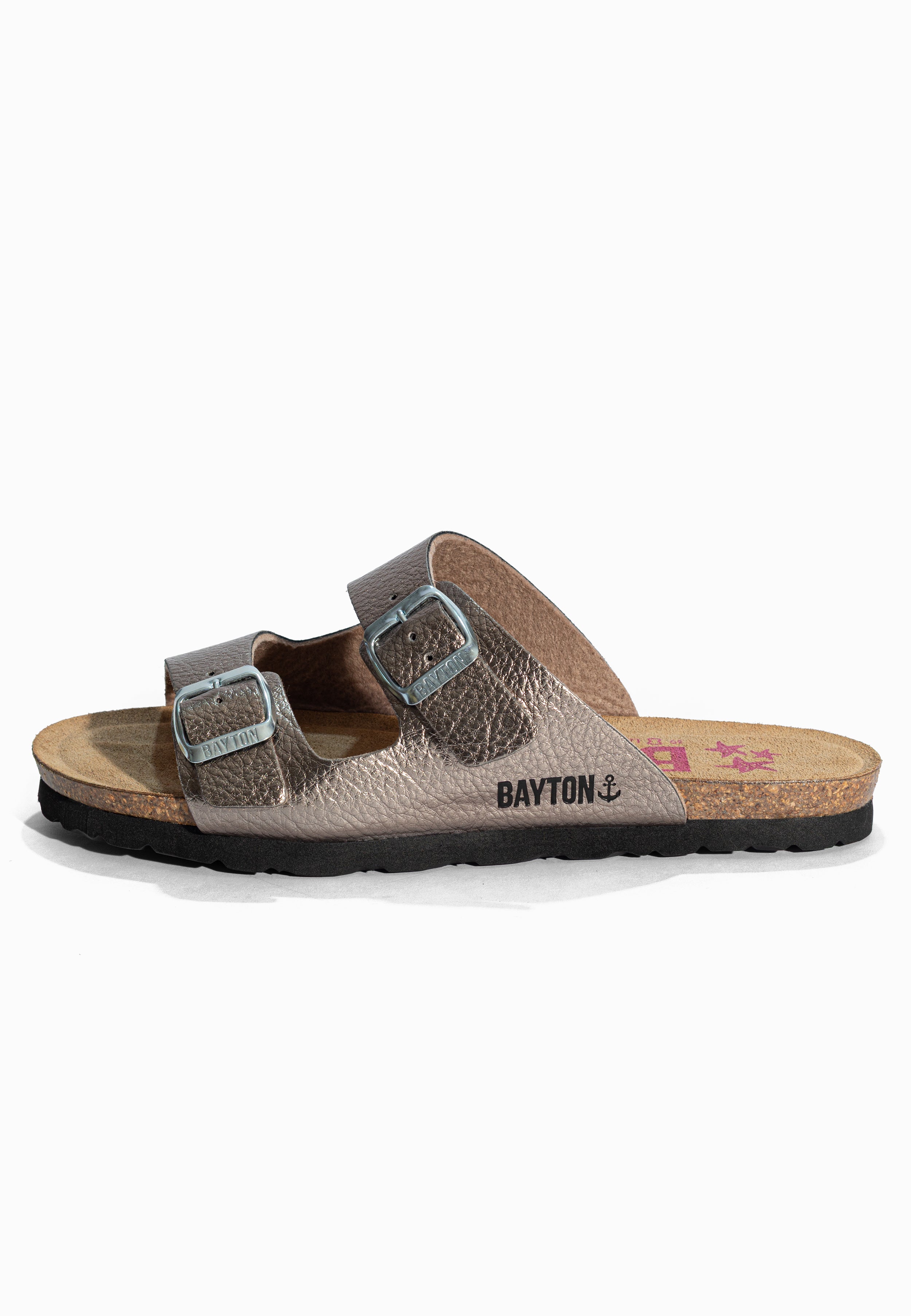 Sandales 2 Brides Astrakan Pewter Bayton pour Femme