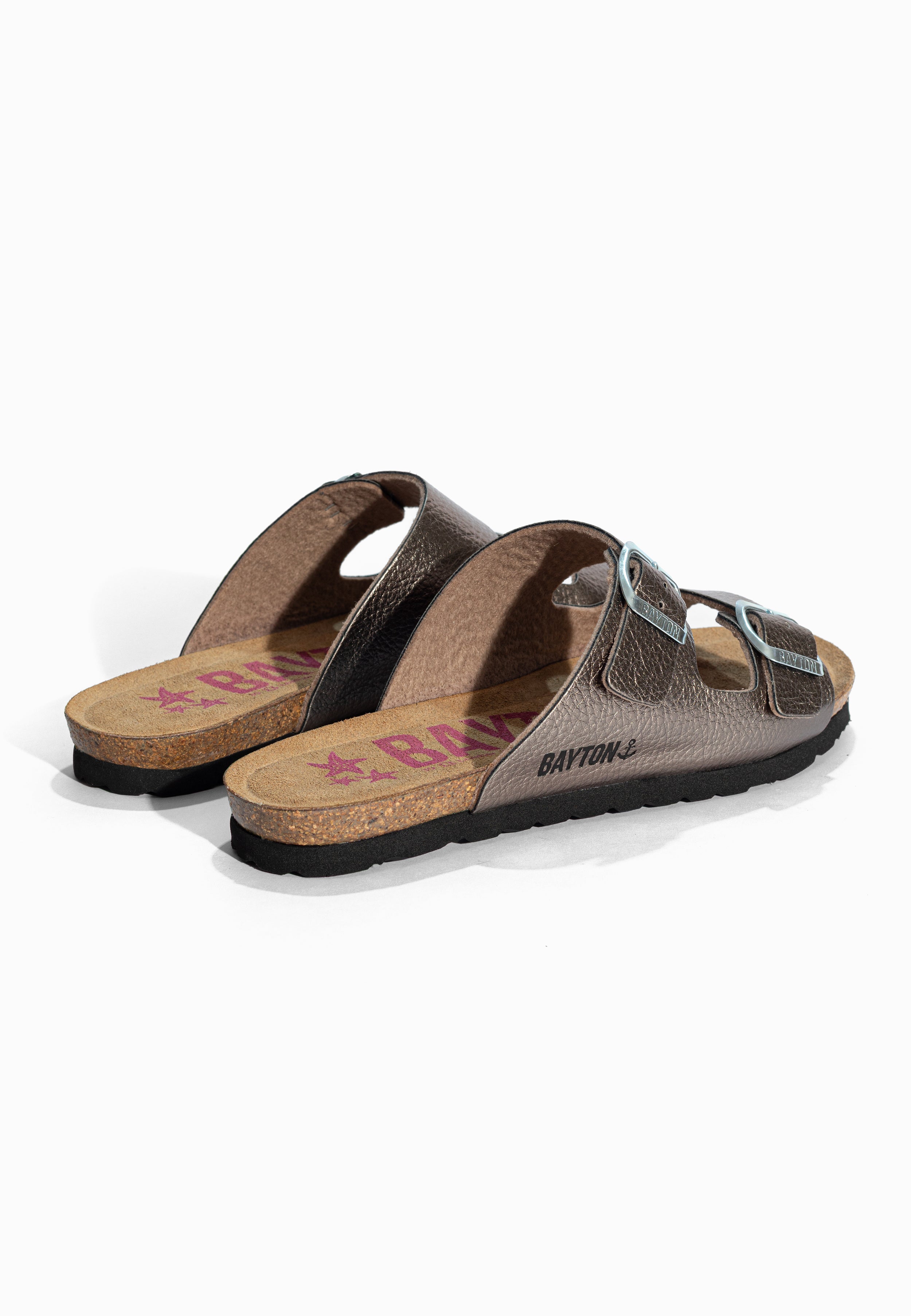 Sandales 2 Brides Astrakan Pewter Bayton pour Femme