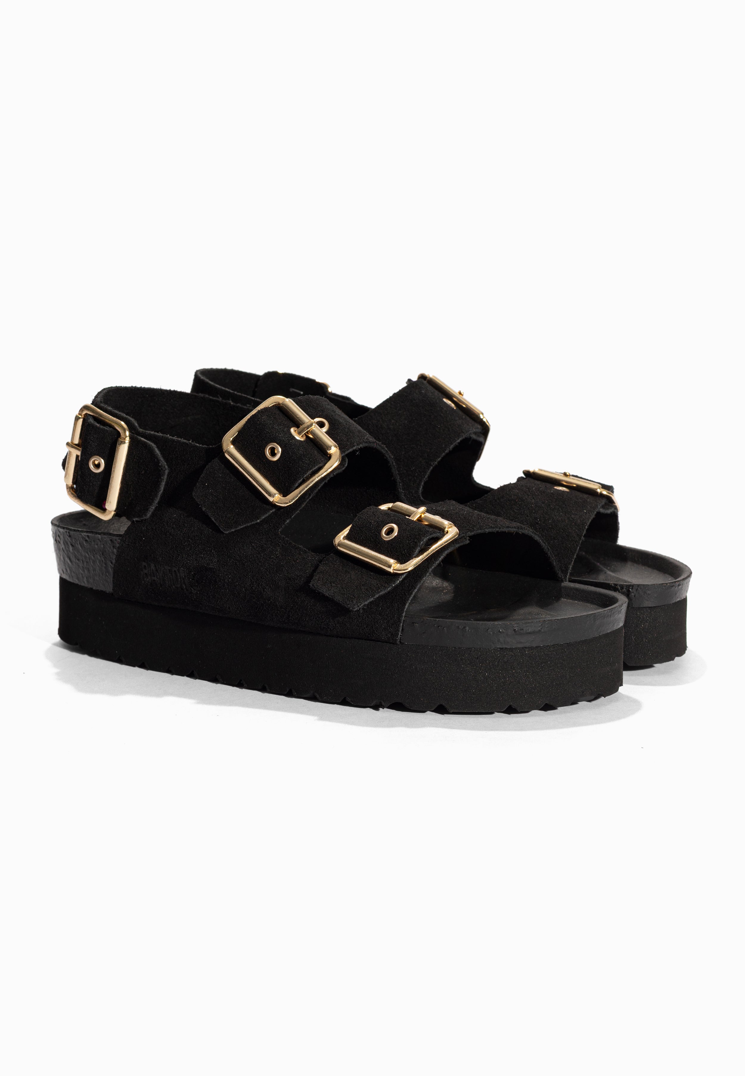 Sandales à Plateforme Rosa Noir en Cuir Suédé Bayton pour Femme