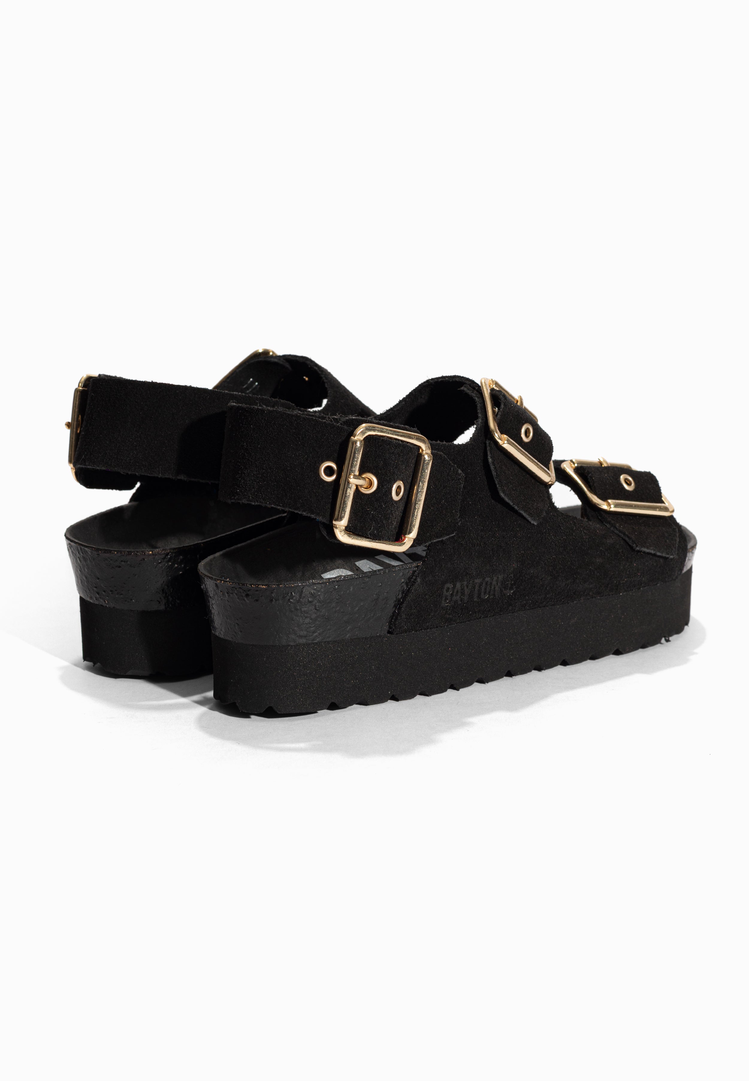 Sandales à Plateforme Rosa Noir en Cuir Suédé Bayton pour Femme