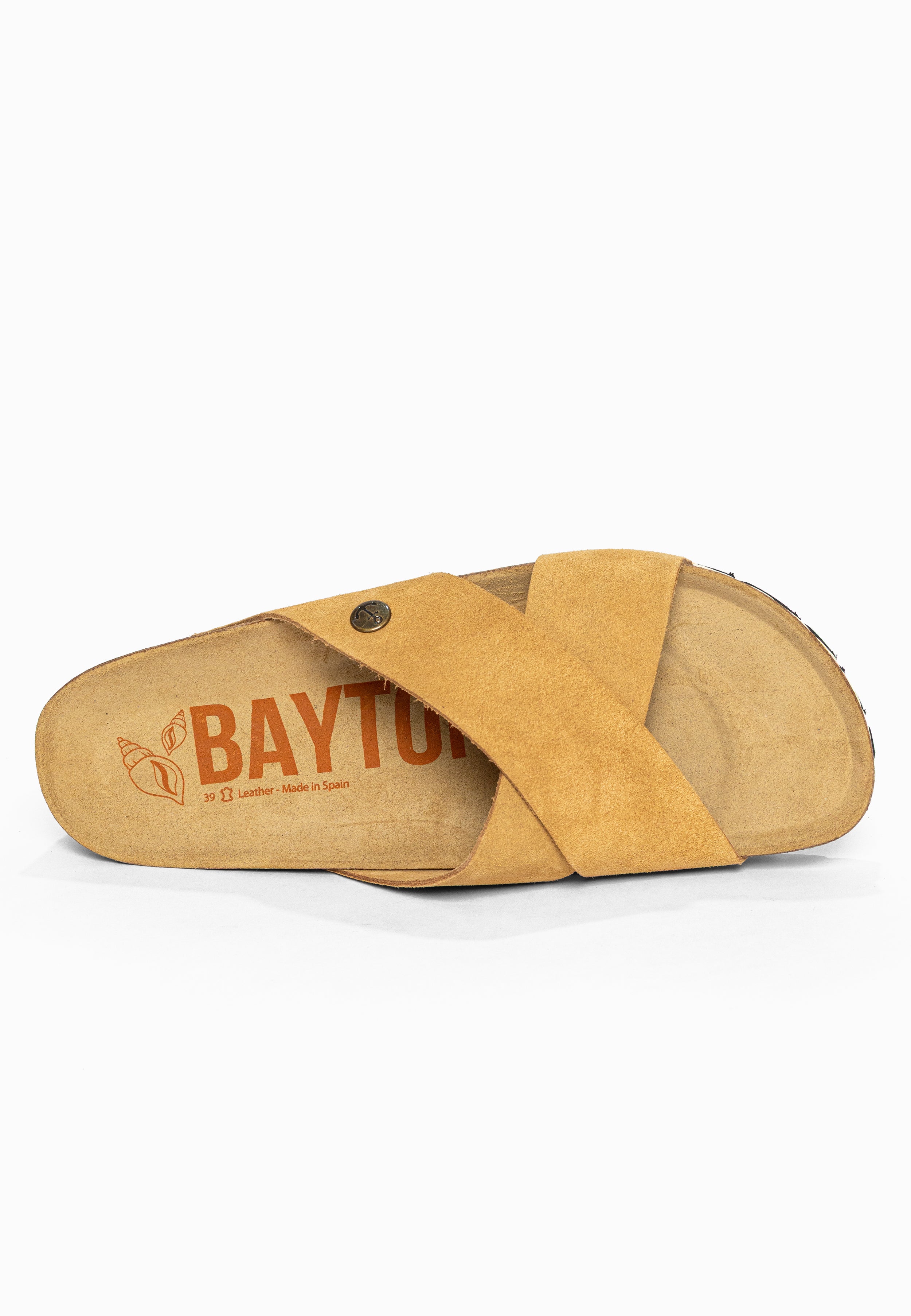 Sandales 2 Brides Burgos Camel en Cuir Suédé Bayton pour Femme
