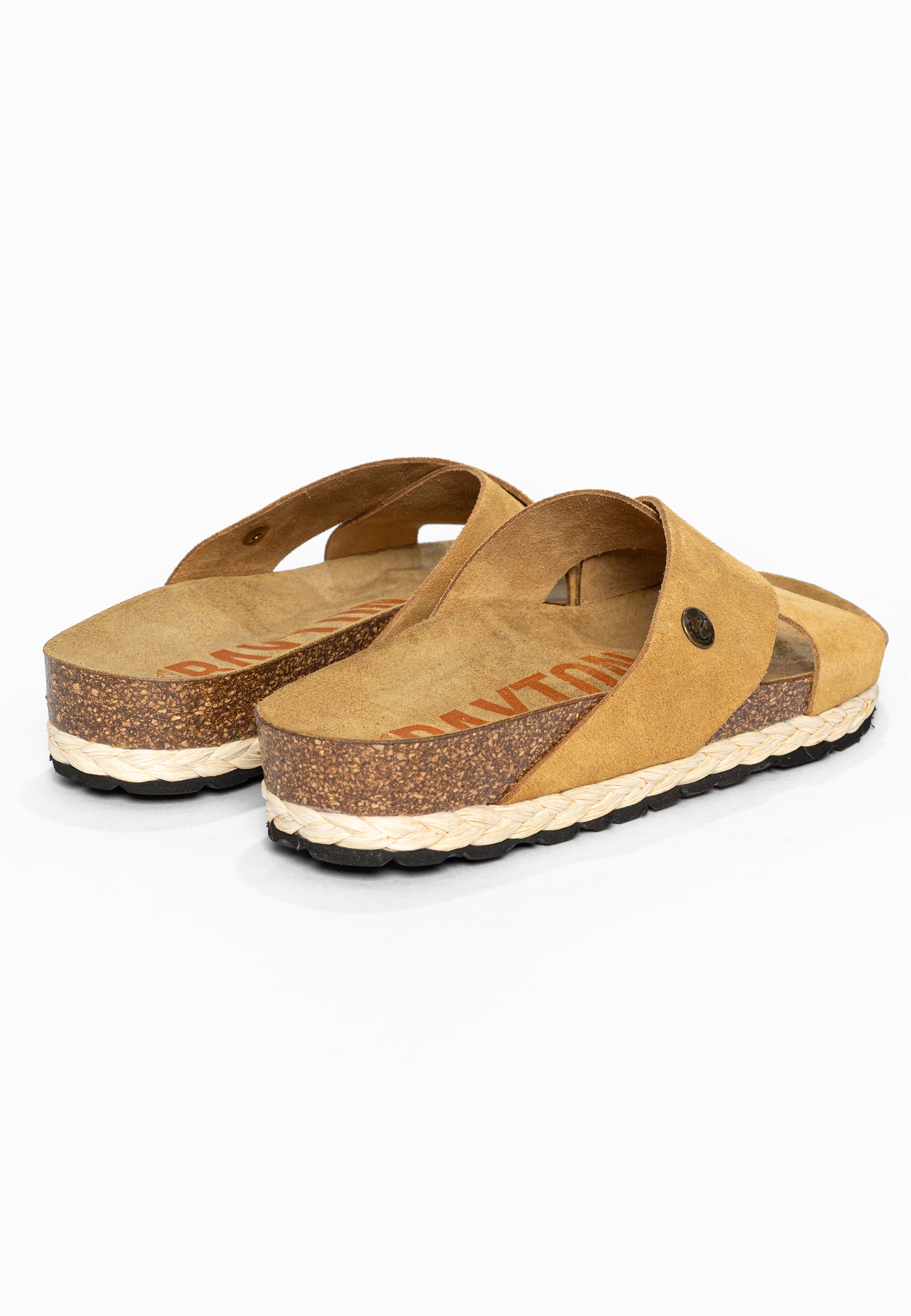 Sandales 2 Brides Burgos Camel en Cuir Suédé Bayton pour Femme