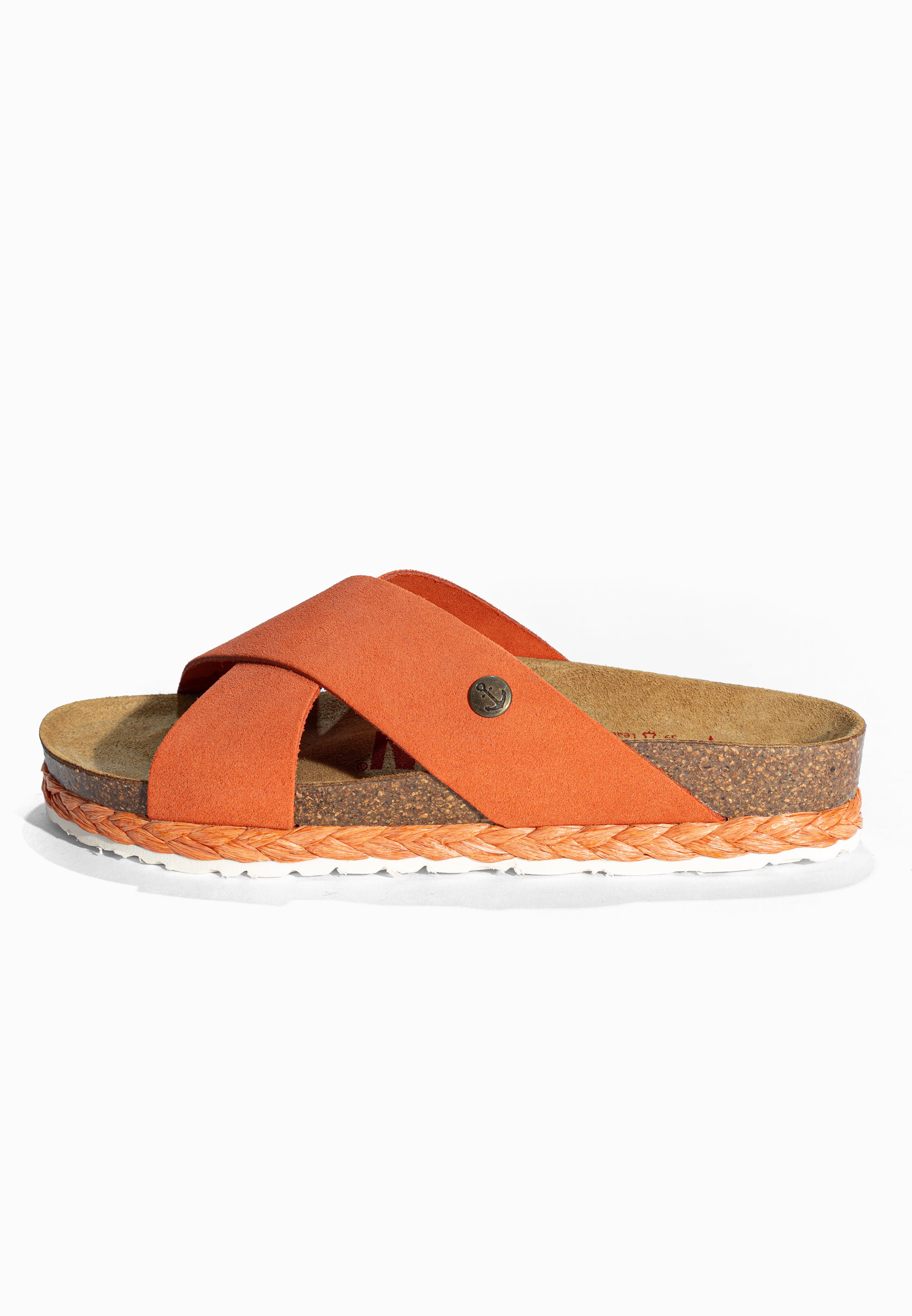 Sandales 2 Brides Burgos Orange en Cuir Suédé Bayton pour Femme