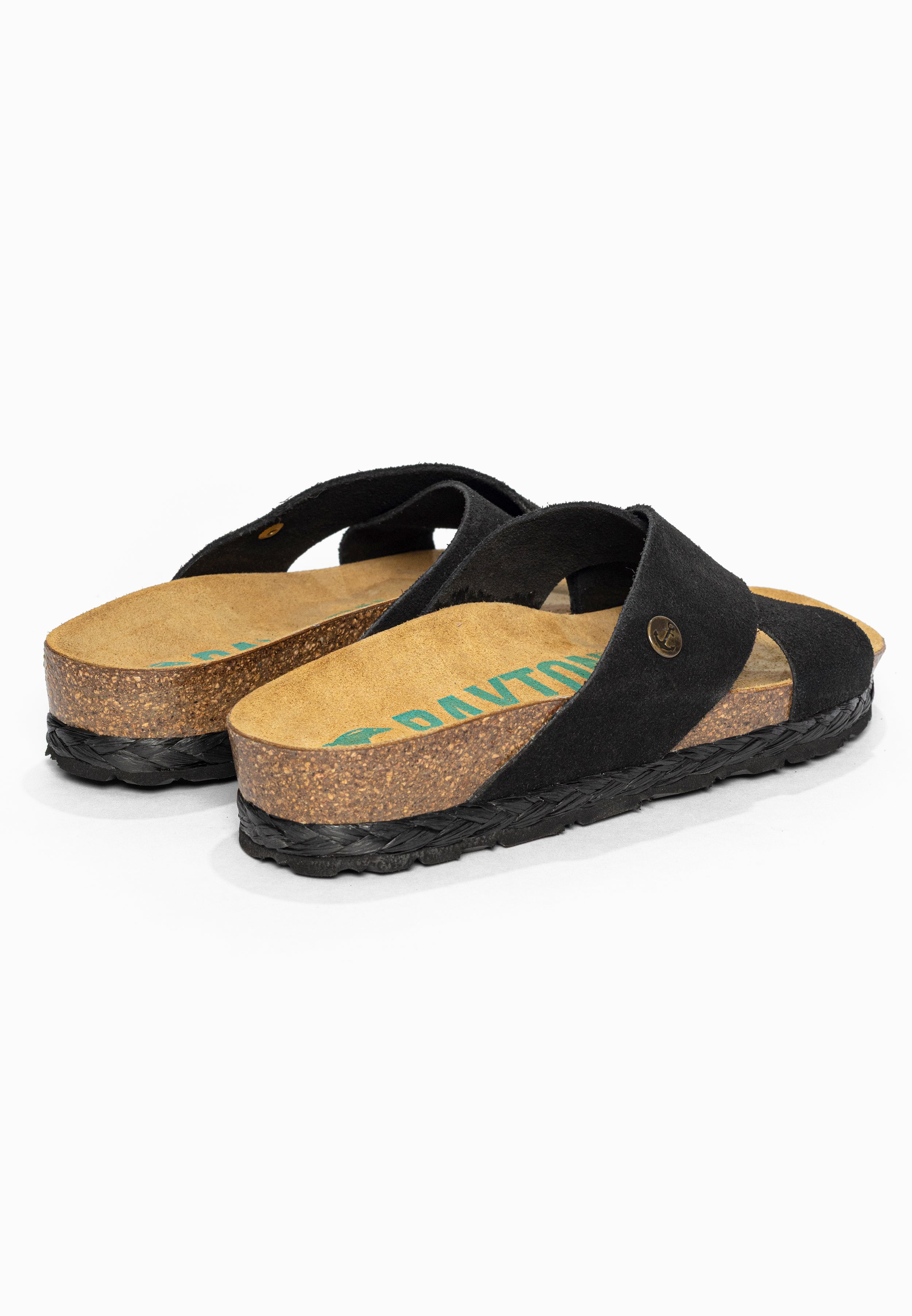 Sandales 2 Brides Burgos Noir en Cuir Suédé Bayton pour Femme