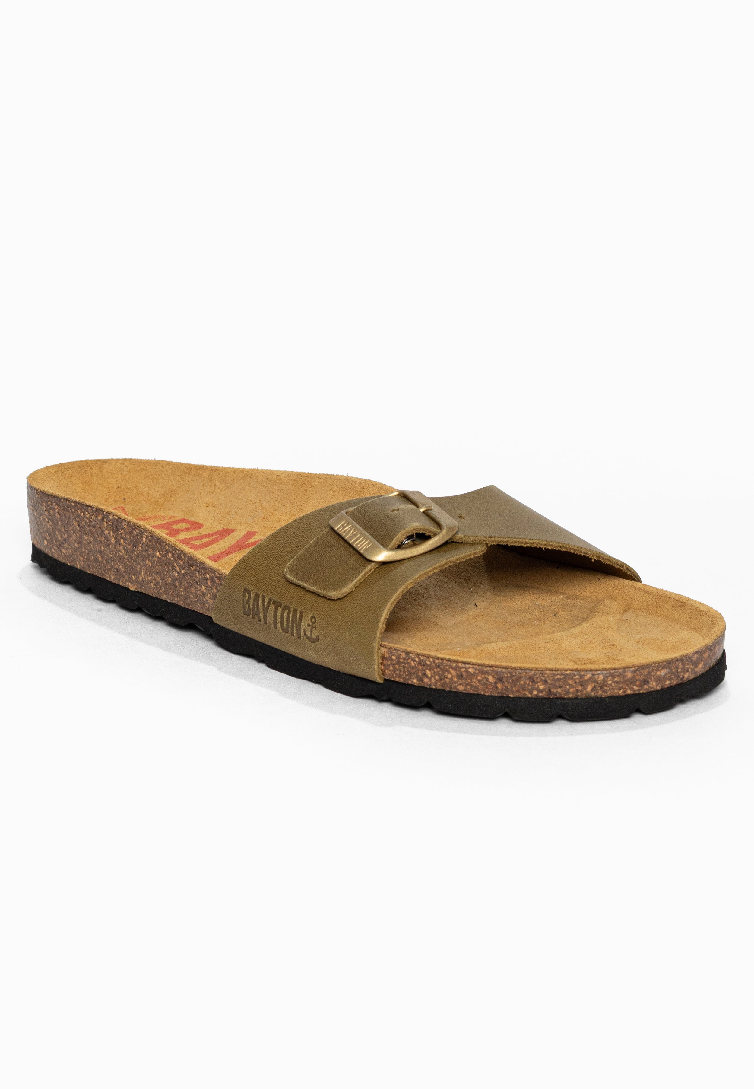 Sandales 1 Bride Zephyr Kaki en Cuir Bayton pour Femme