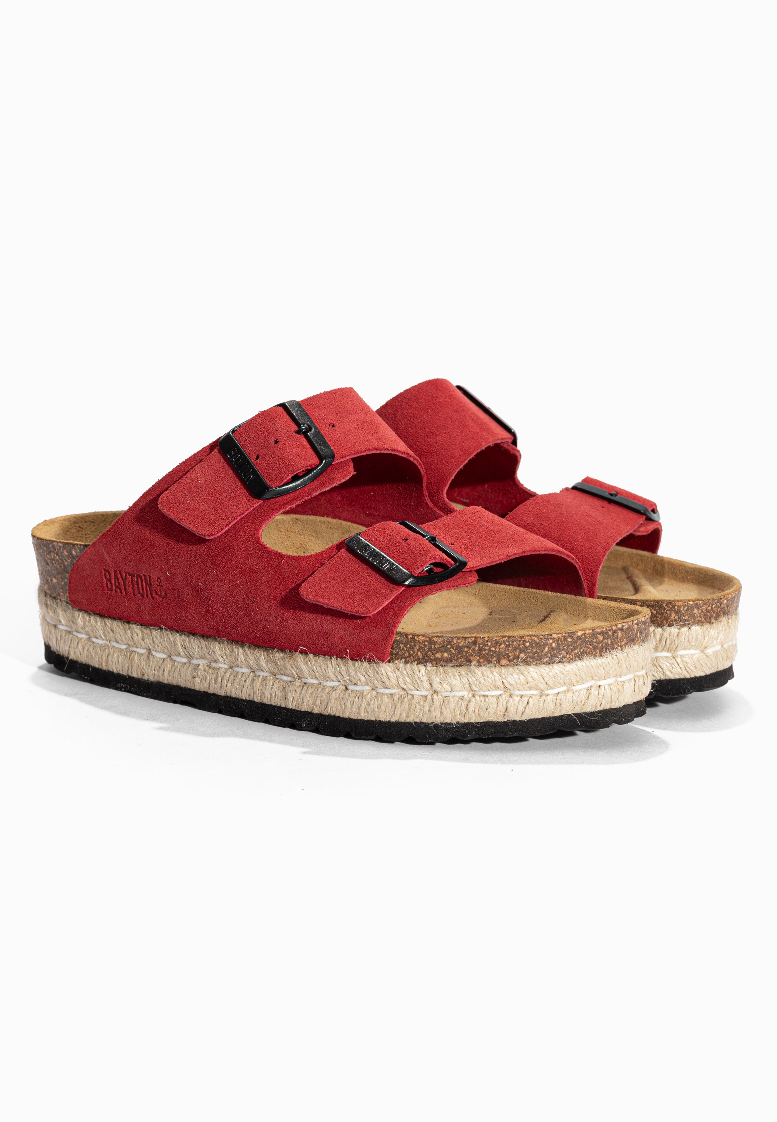 Sandales à Plateforme Alcee Rouge en Cuir Suédé Bayton pour Femme
