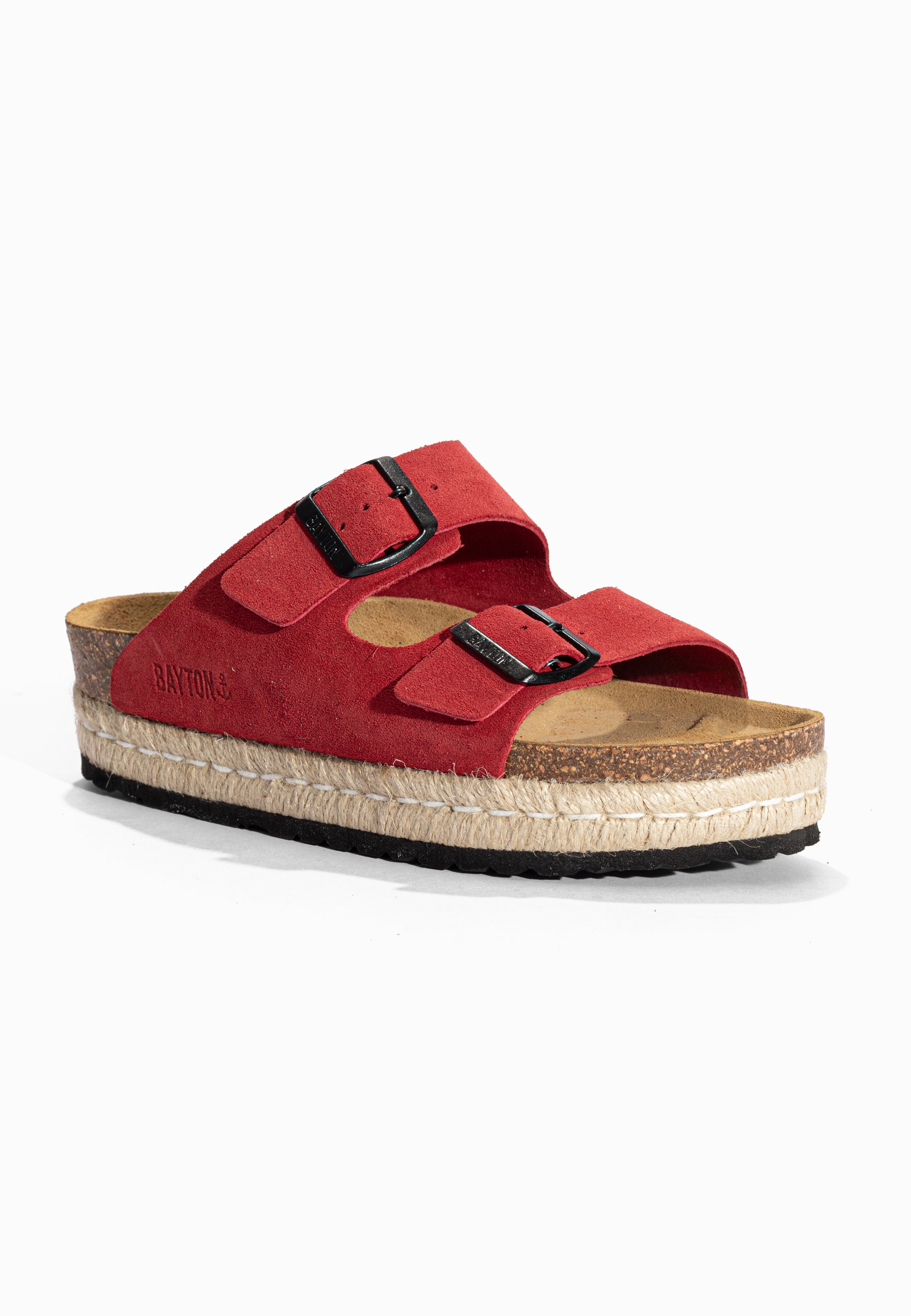 Sandales à Plateforme Alcee Rouge en Cuir Suédé Bayton pour Femme